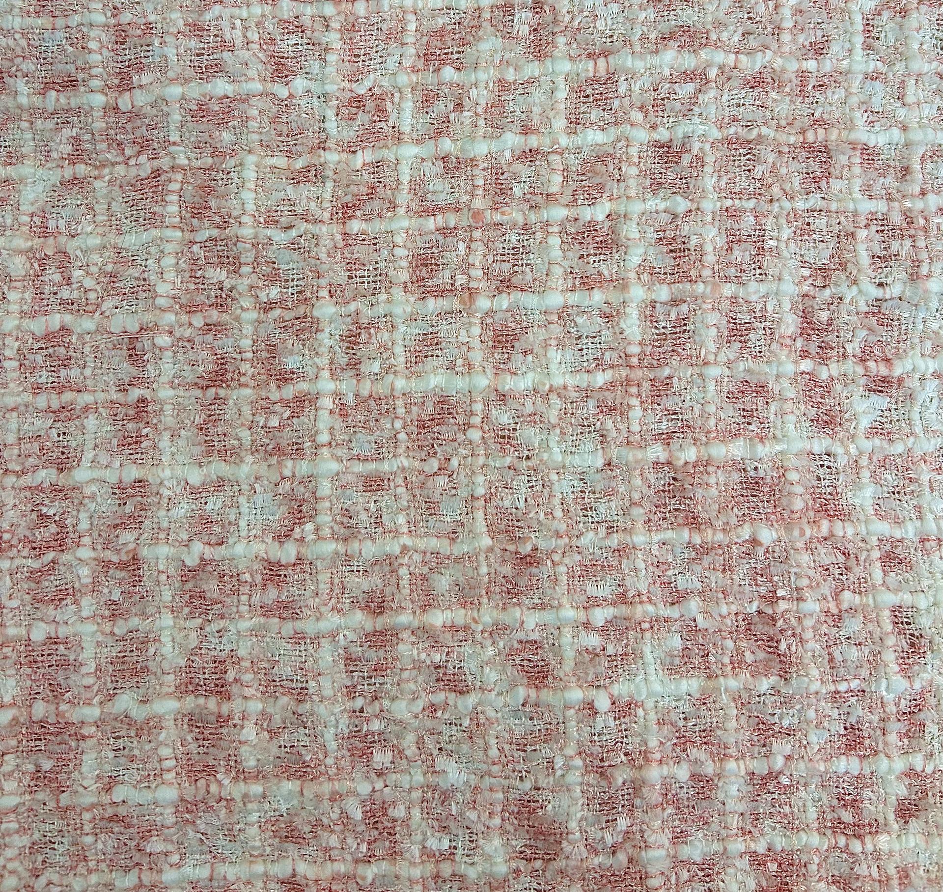 Rayon Polyester Blend Tweed in Coral & White