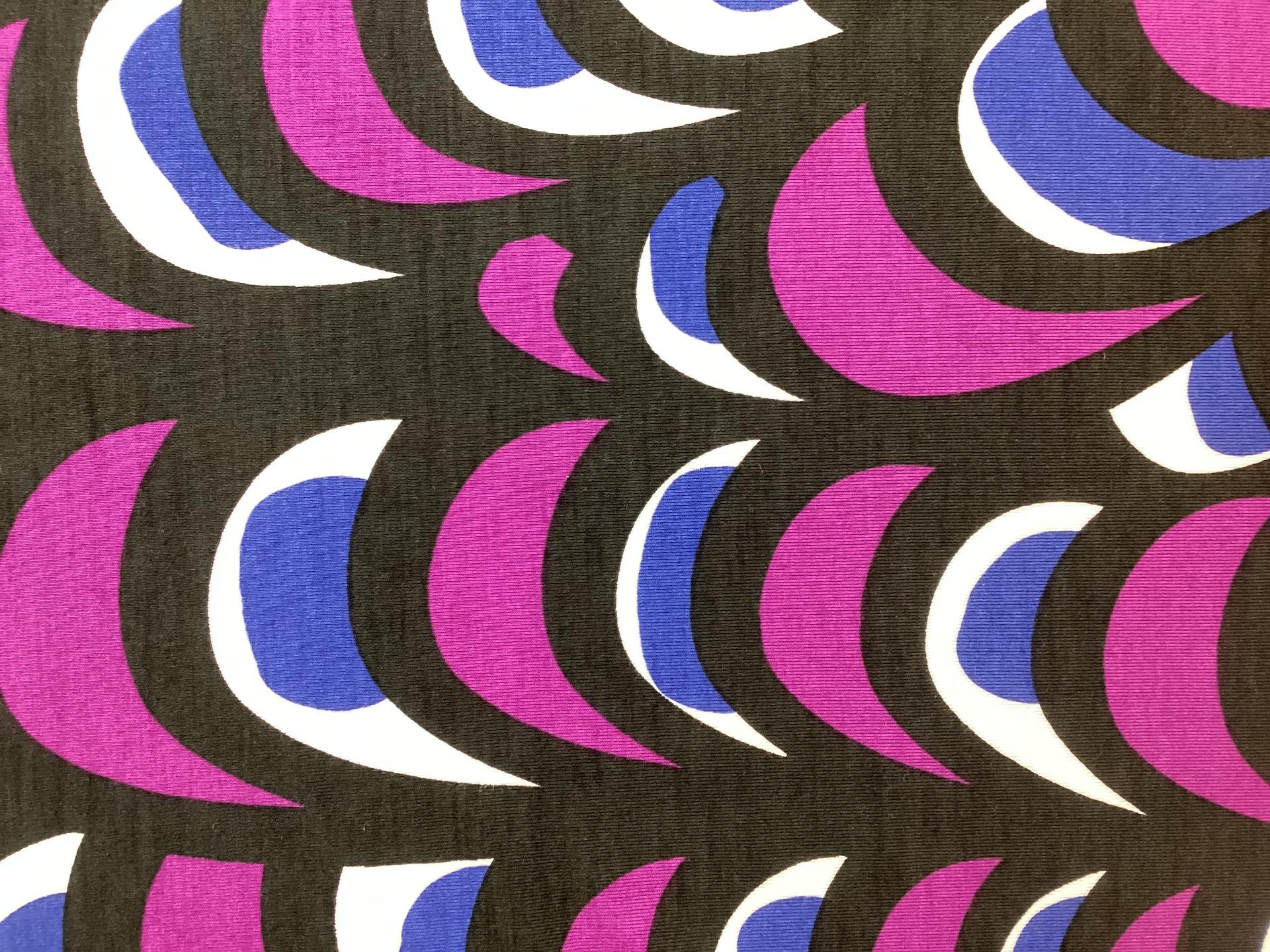 Italian Printed Cotton Jersey in Black and Magenta