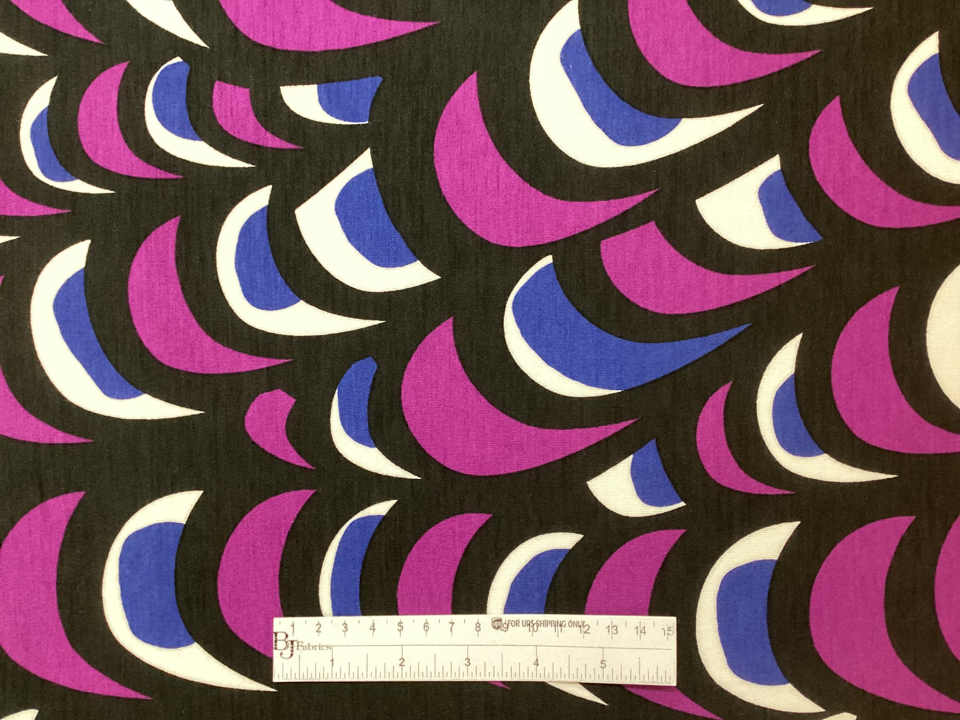 Italian Printed Cotton Jersey in Black and Magenta