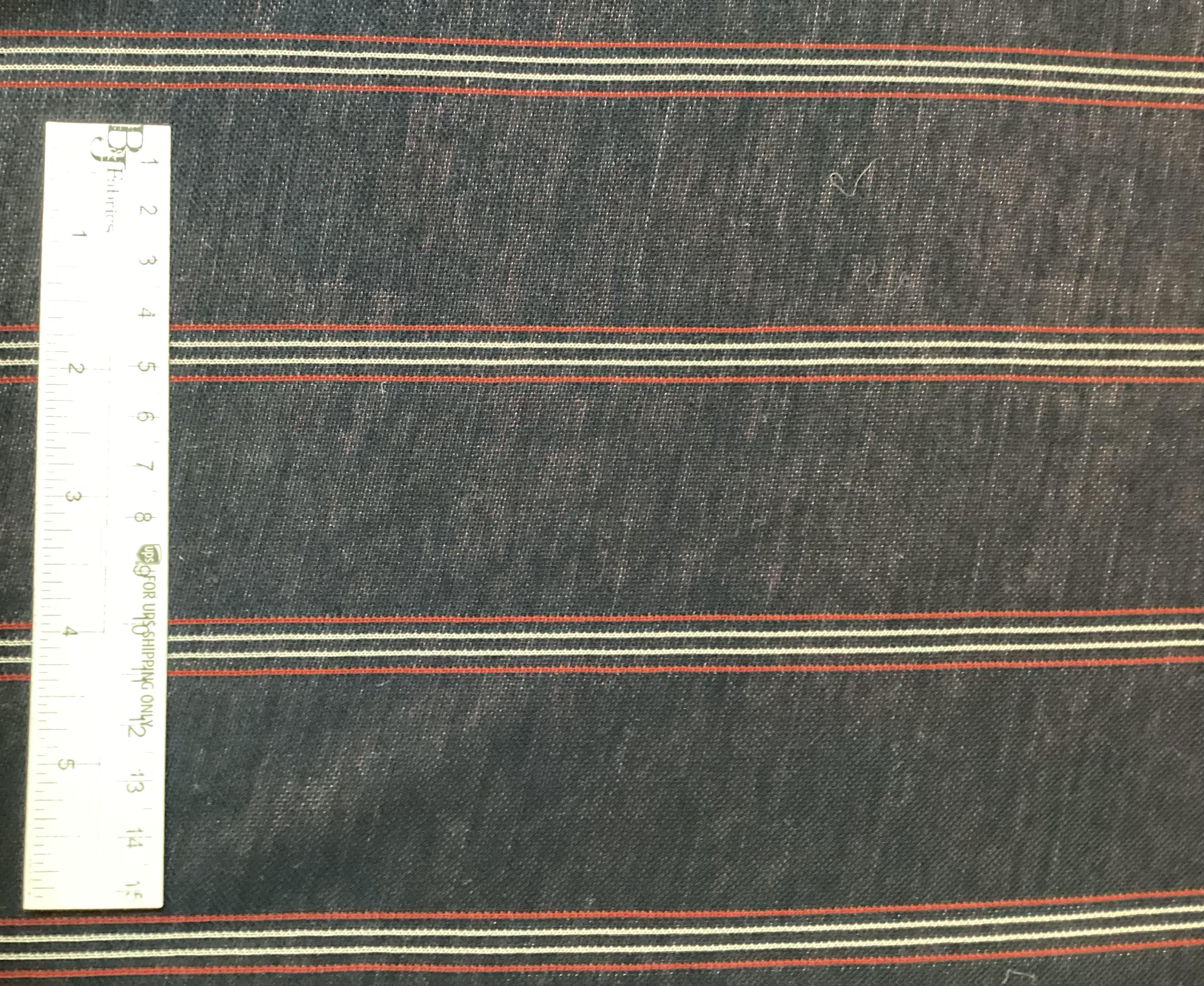 Rayon Knit Vertical Pencil Stripe in Navy, Red & White