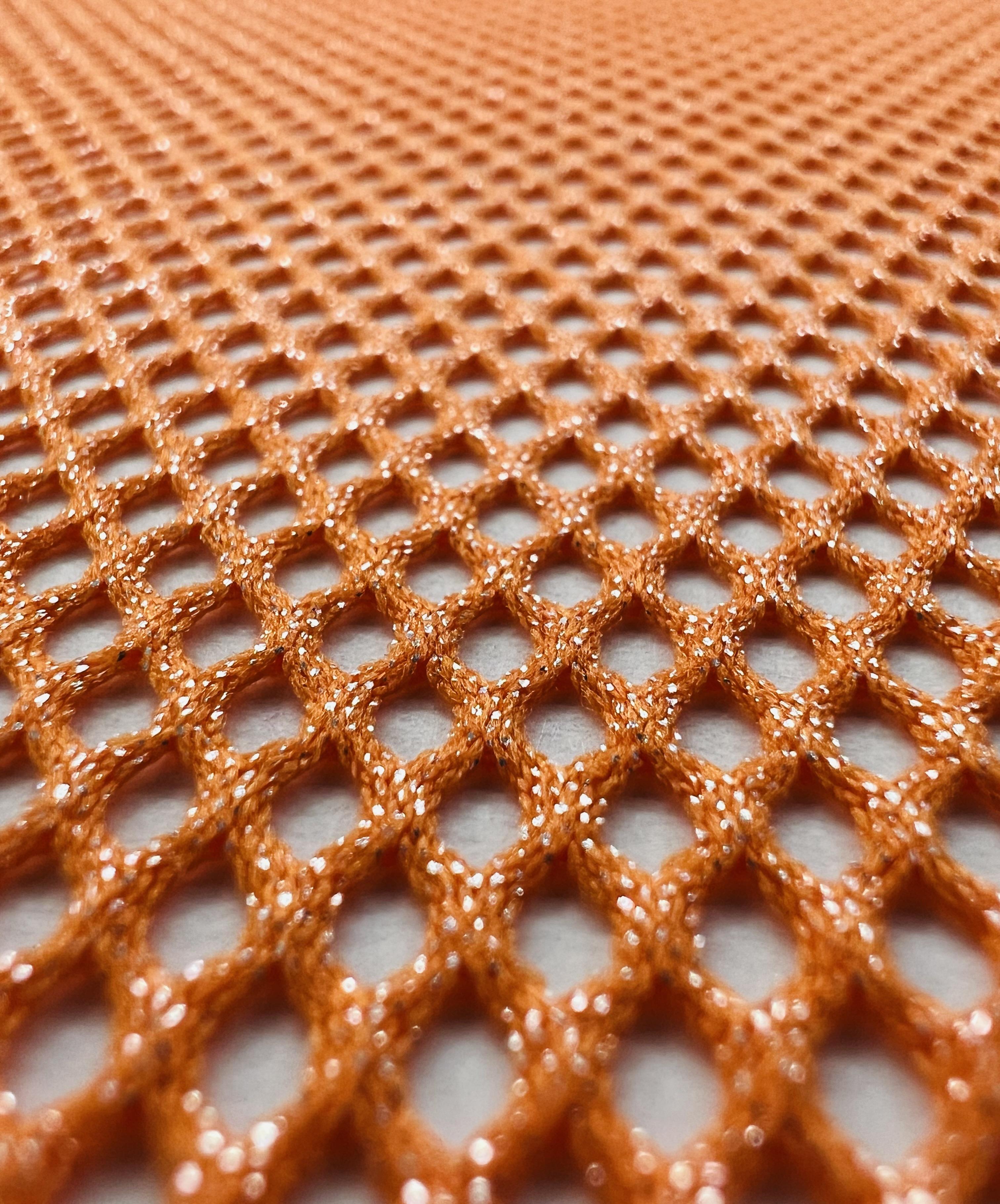Metallic Silver Foiled Mesh in Orange