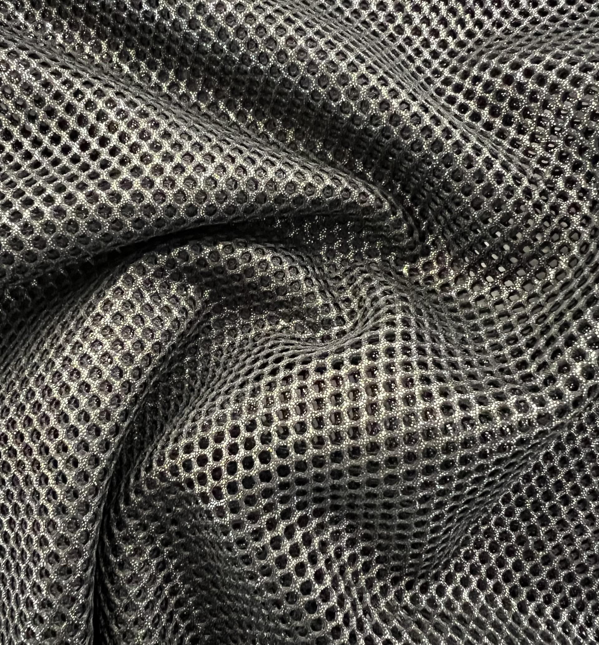 Metallic Silver Foiled Mesh in Black