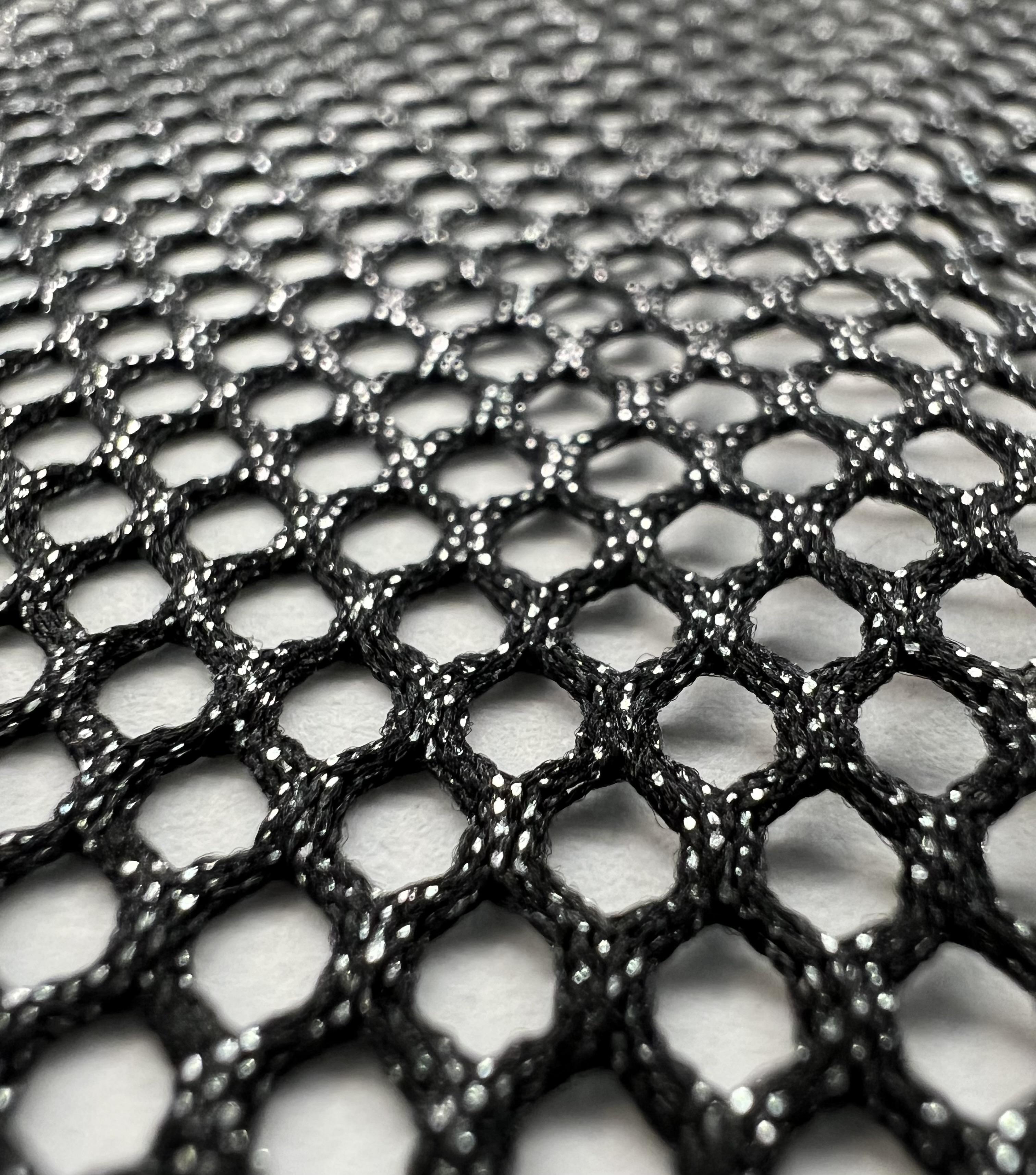 Metallic Silver Foiled Mesh in Black