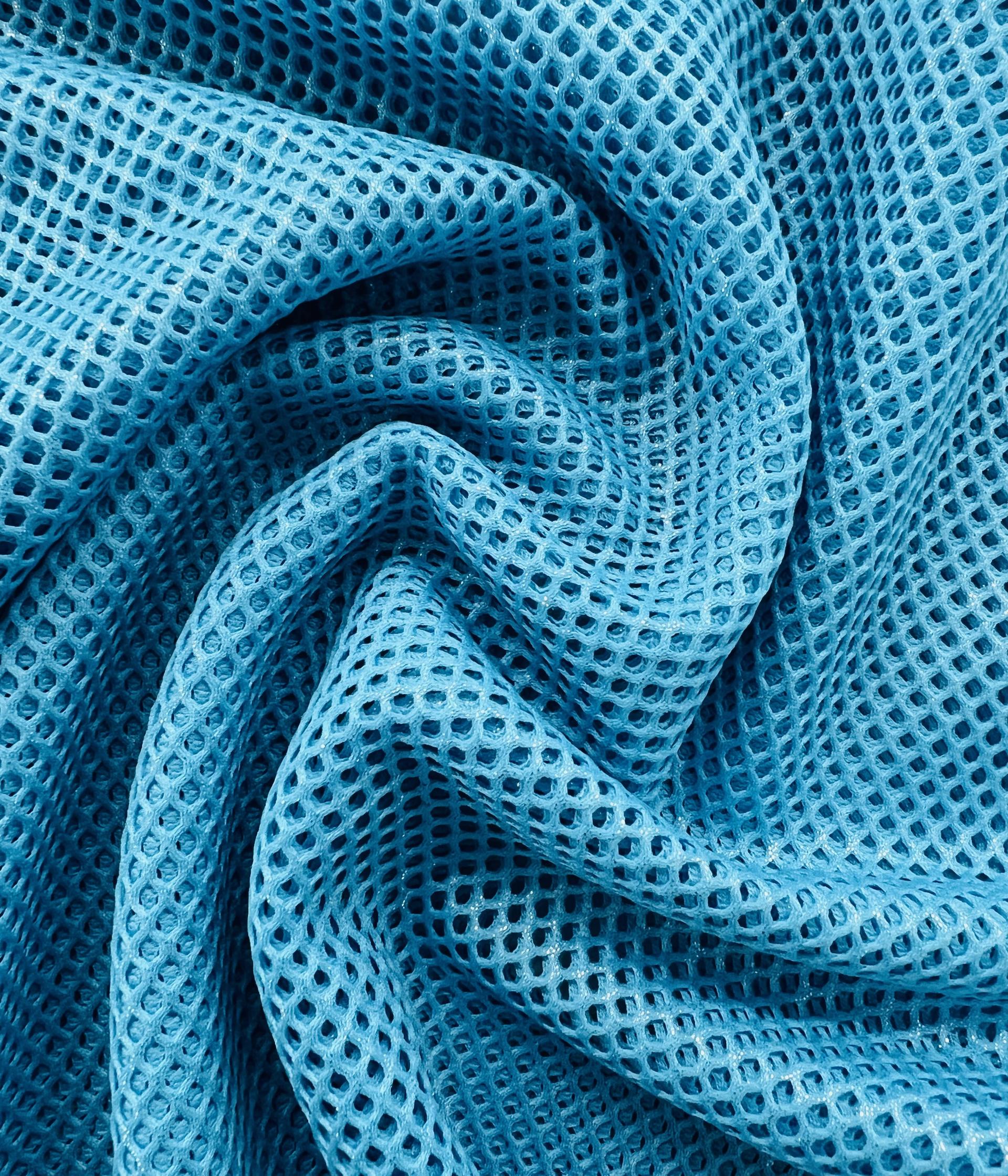 Metallic Silver Foiled Mesh in Aqua