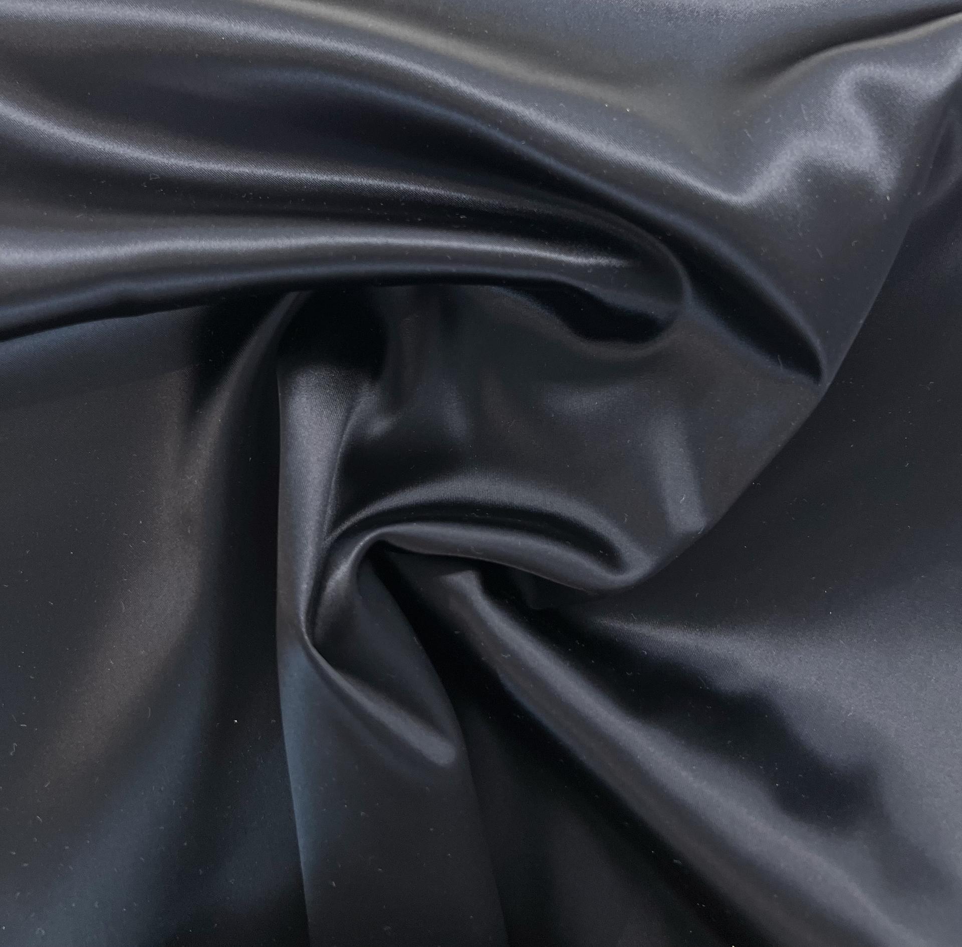 Italian Acetate Stretch Satin in Midnight