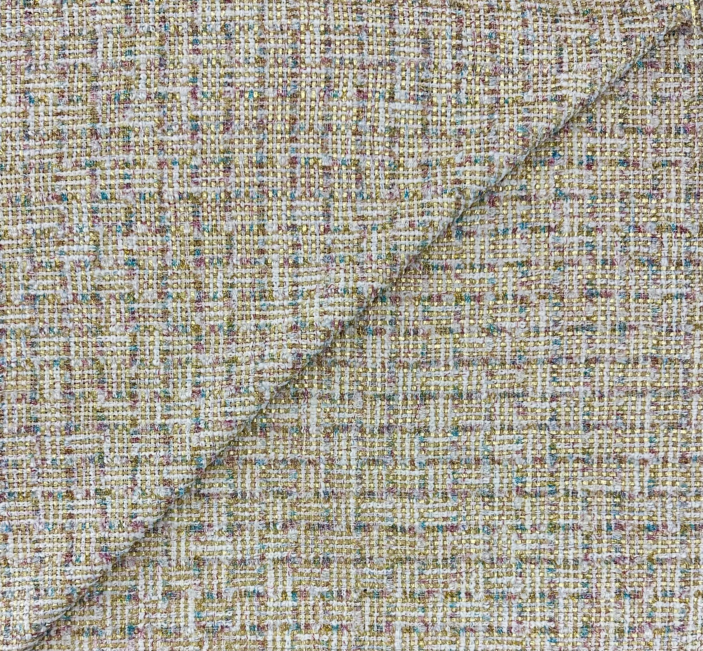 Metallic Tweed in White Gold