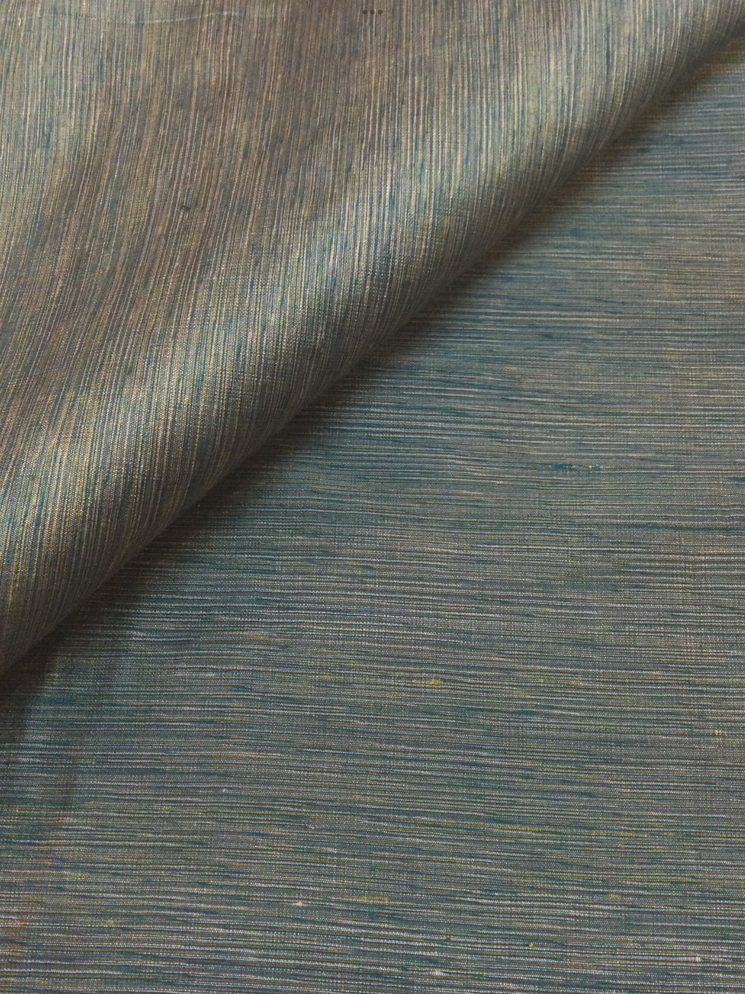 Heathered Silk Shantung in Teal/Gold/Brown