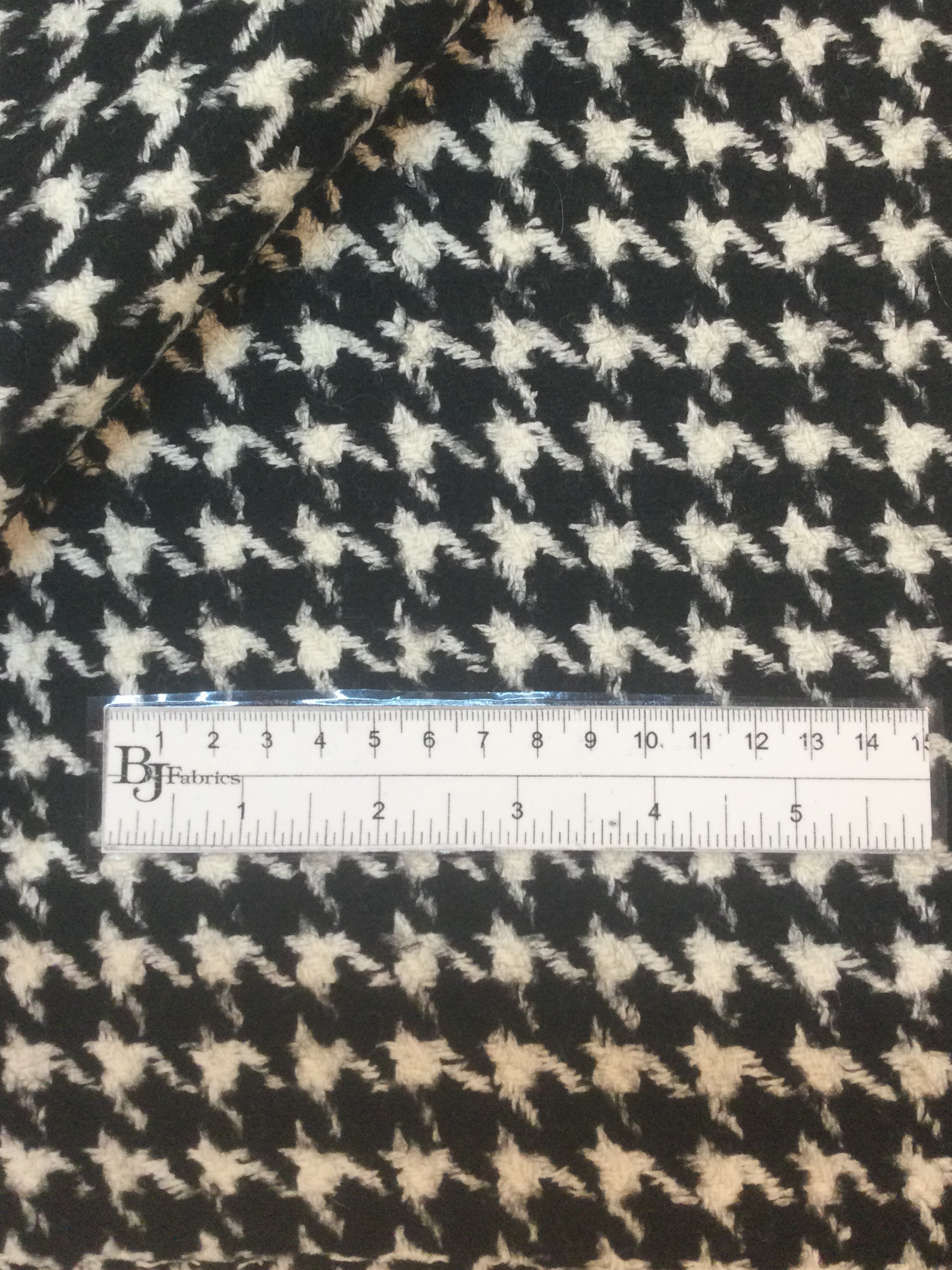 Italian Wool Blend Houndstooth Coating in Black and White
