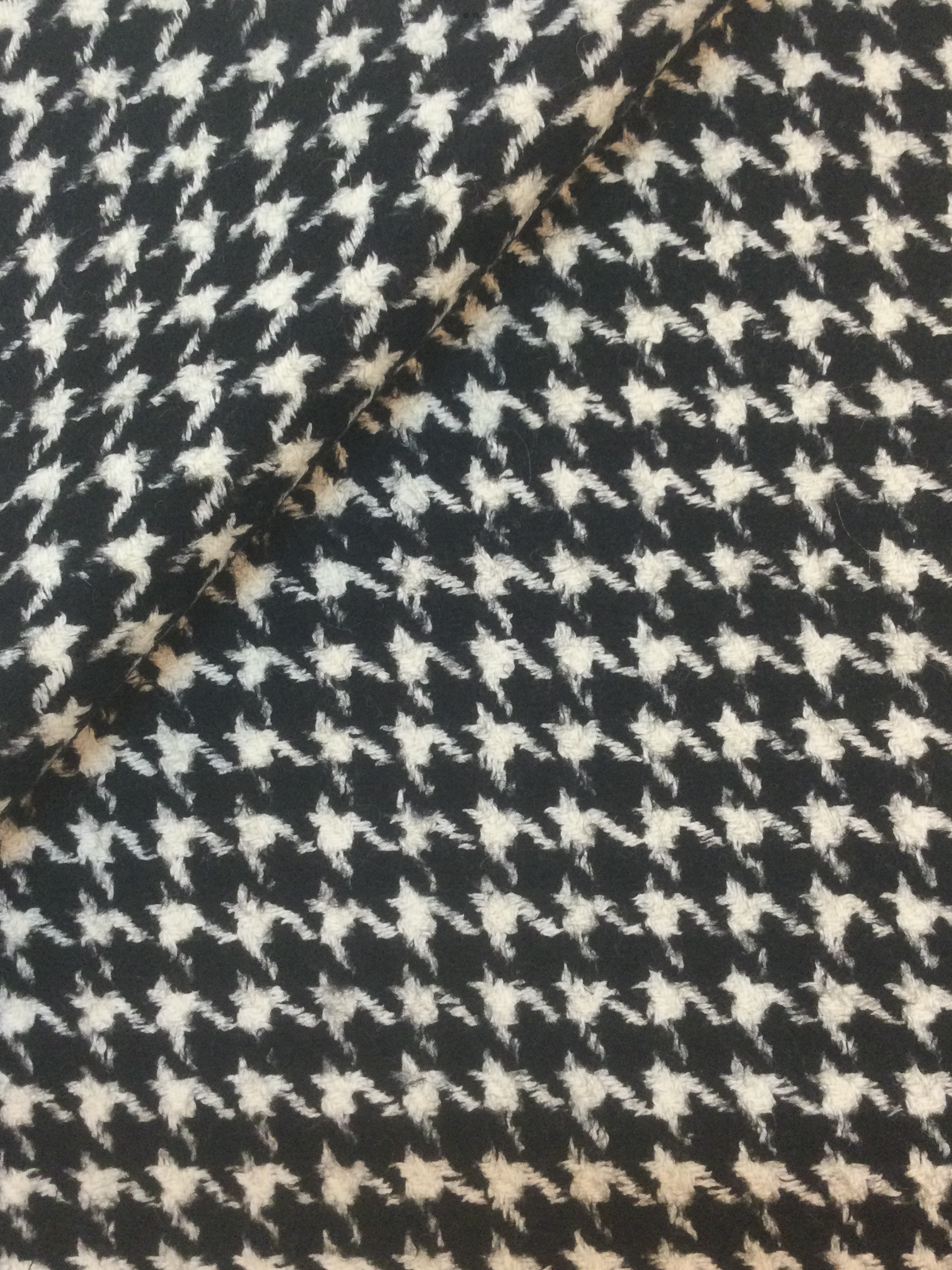 Italian Wool Blend Houndstooth Coating in Black and White