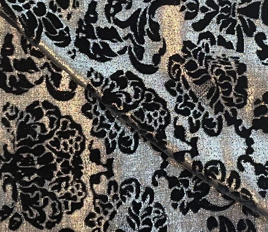 Metallic Burnout Velvet in Black on Silver Lame