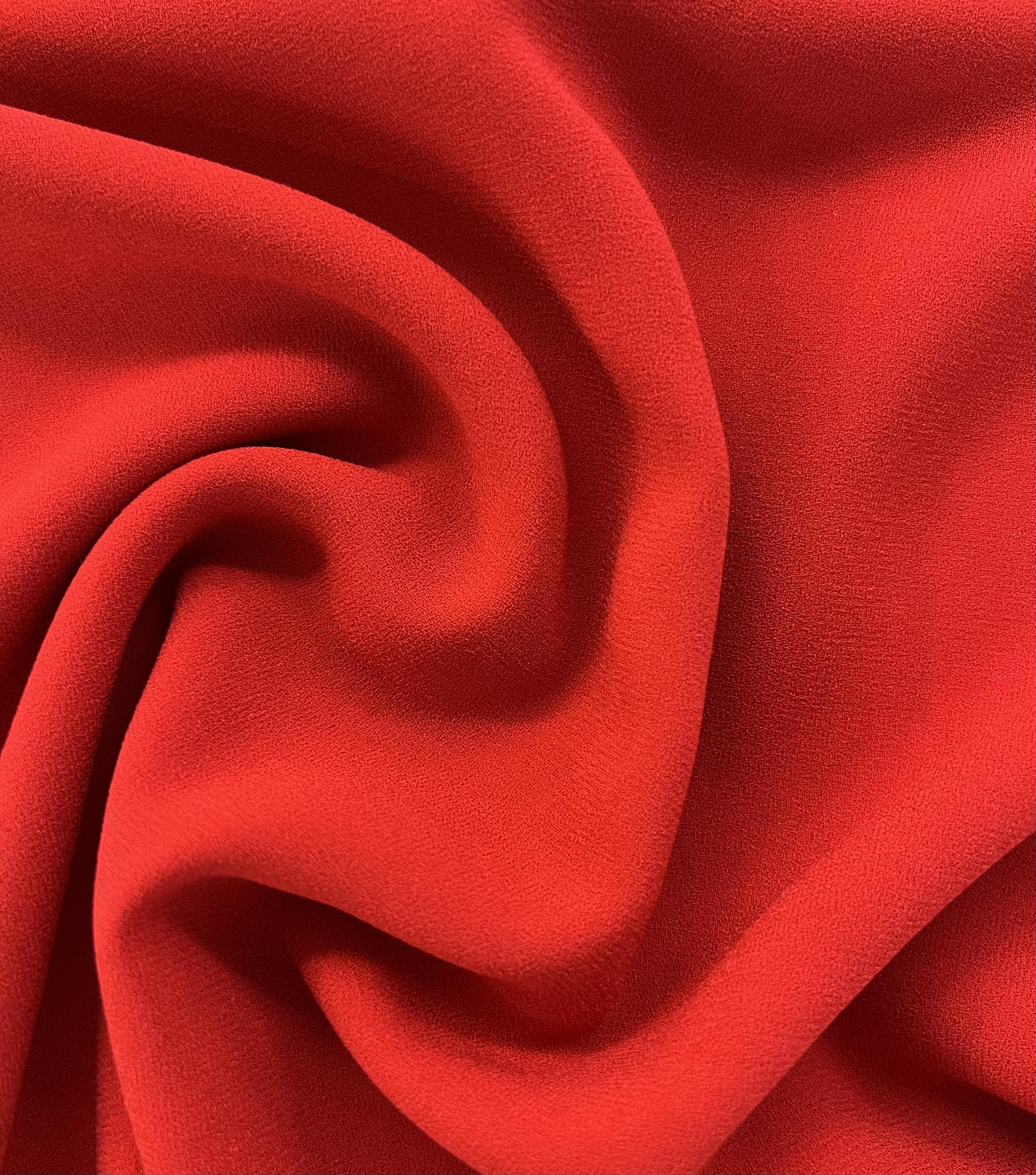 Triacetate & Polyester Blend Stretch Georgette in Red