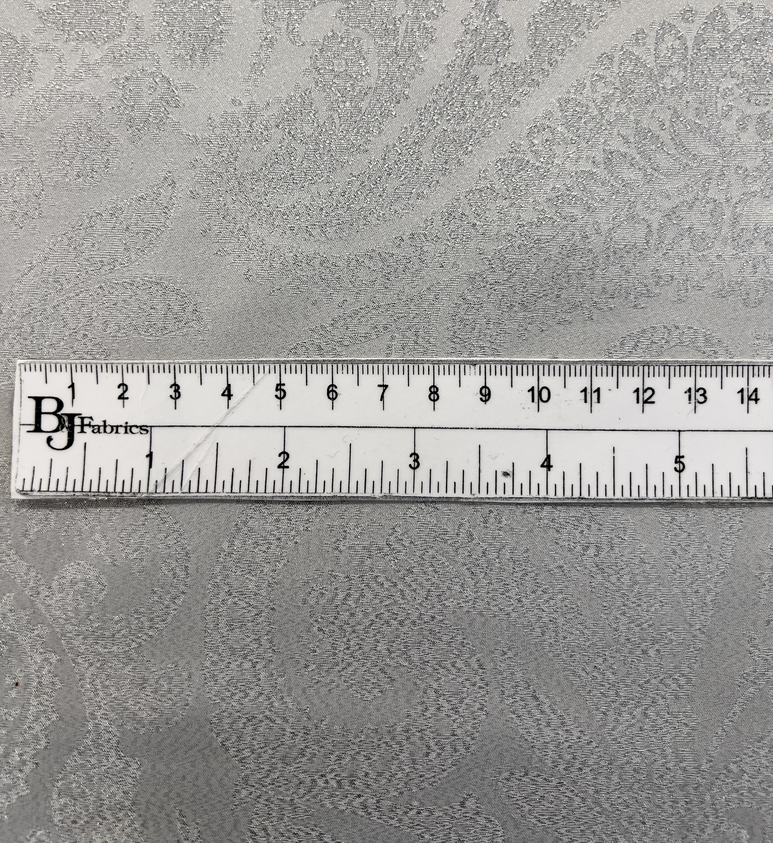 Silk Lamé Charmeuse Jacquard in Silver & white