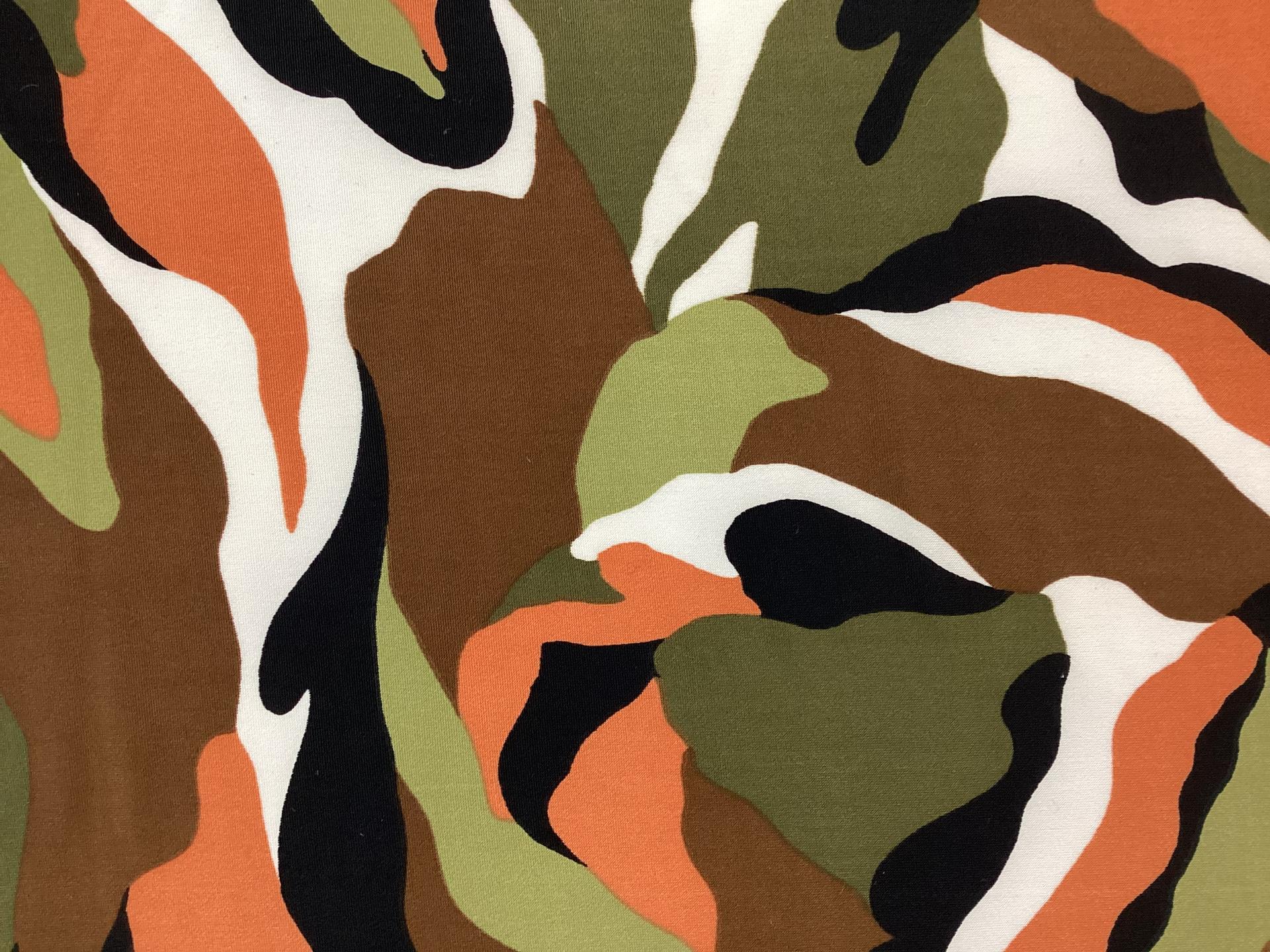 Poly & Spandex Printed Jersey In Camouflage