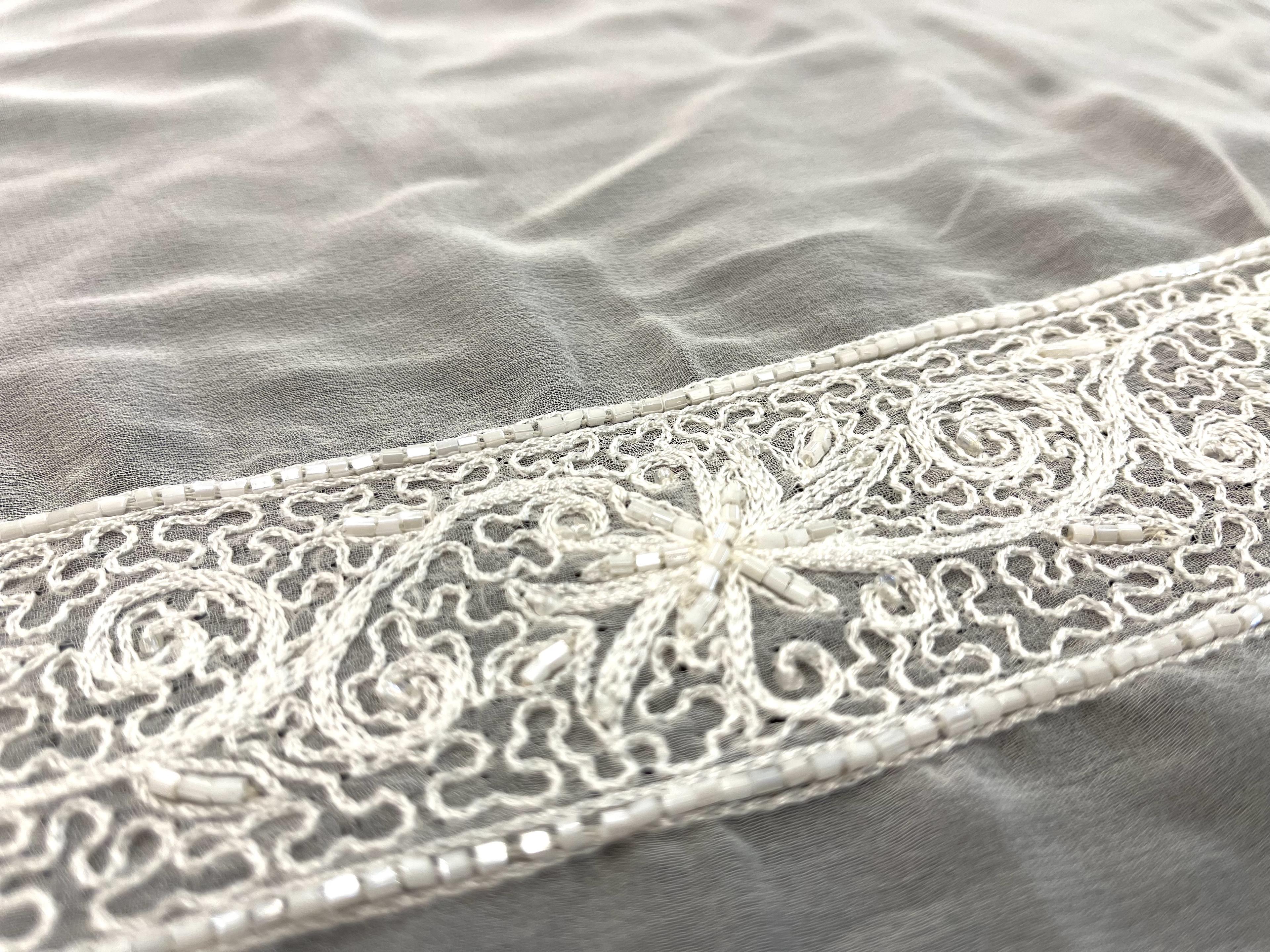 Beaded and Embroidered Borders on Silk Chiffon