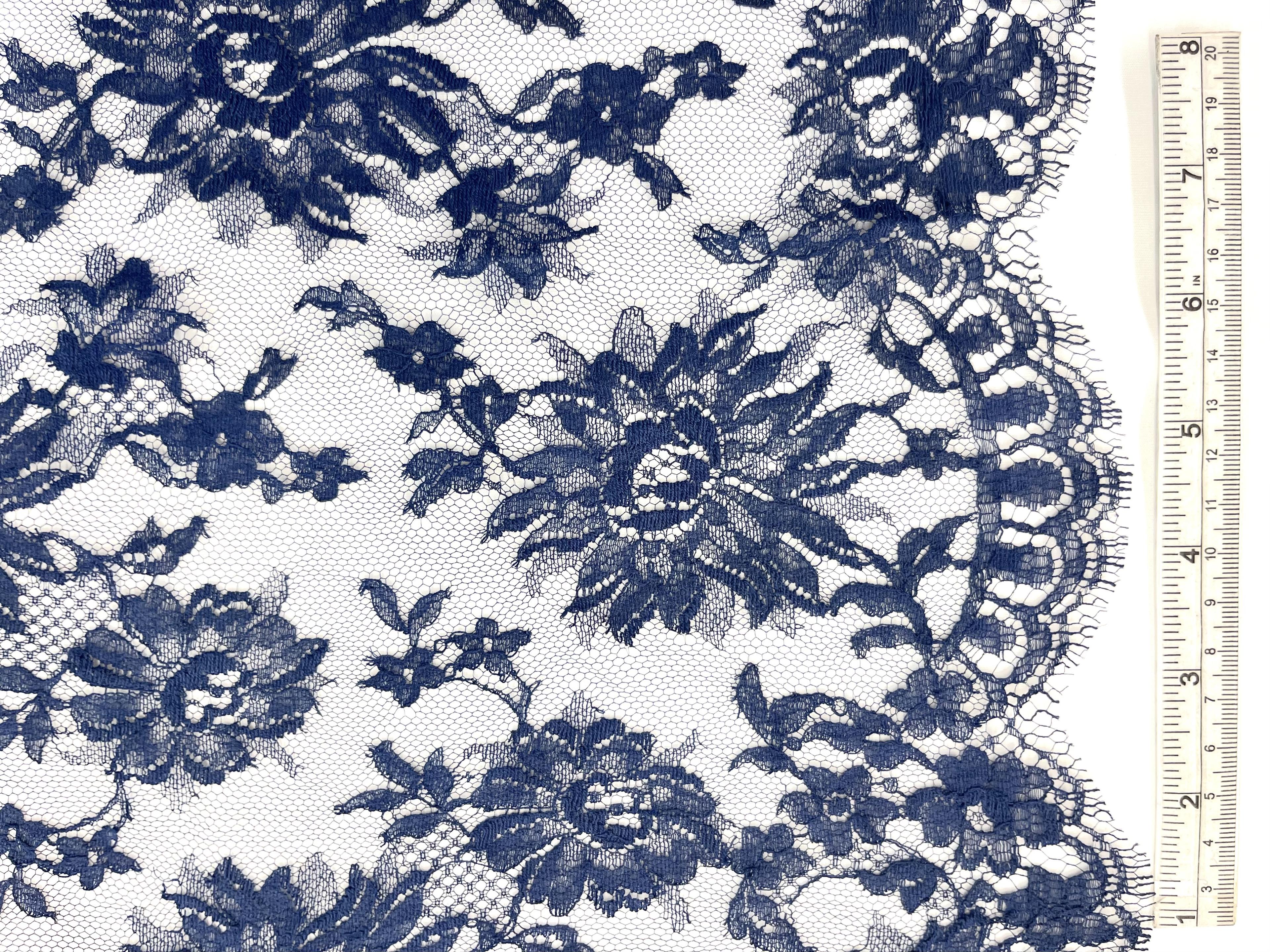 French Chantilly Lace in Navy, CL52/1221.
