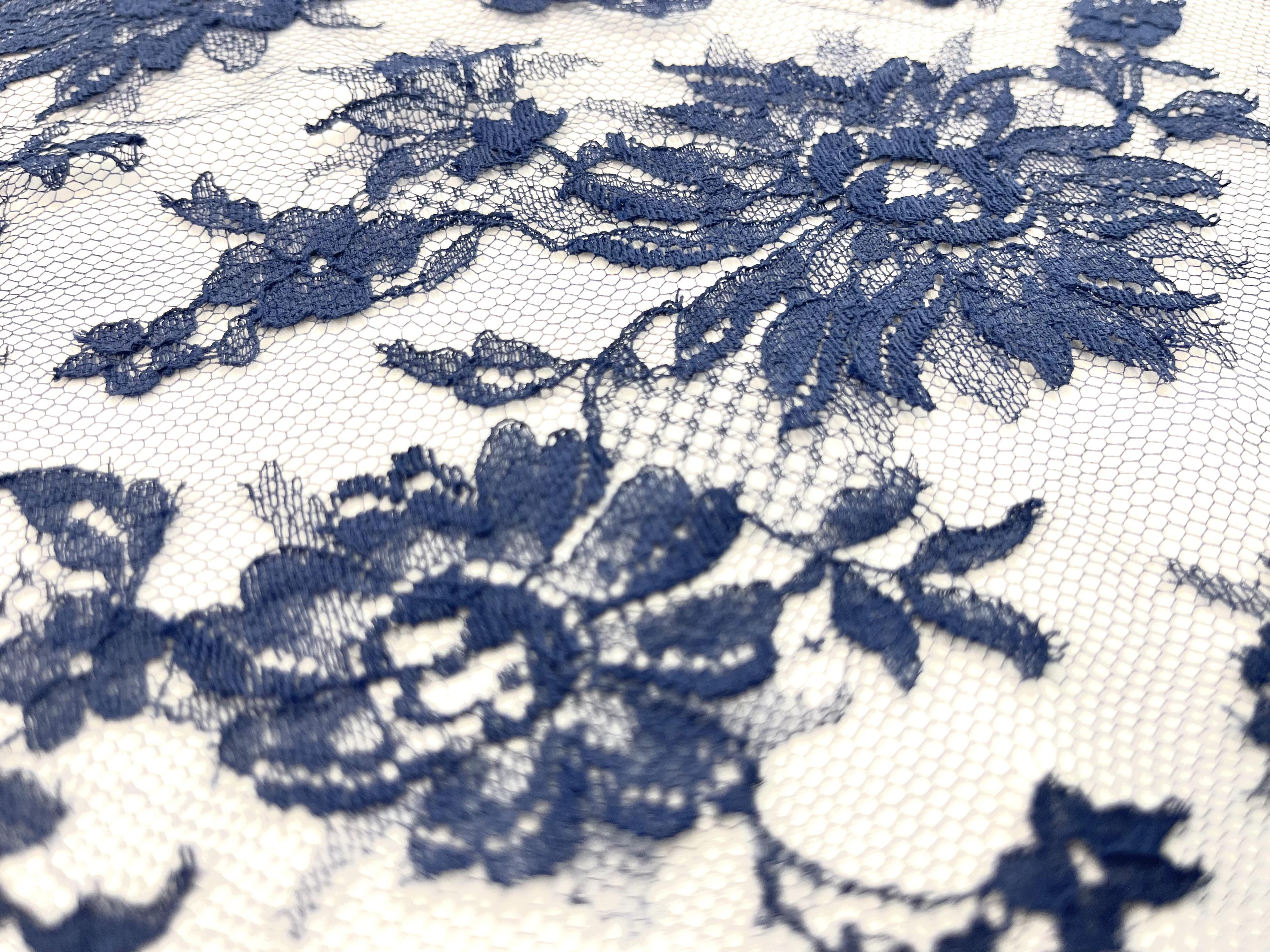 French Chantilly Lace in Navy, CL52/1221.