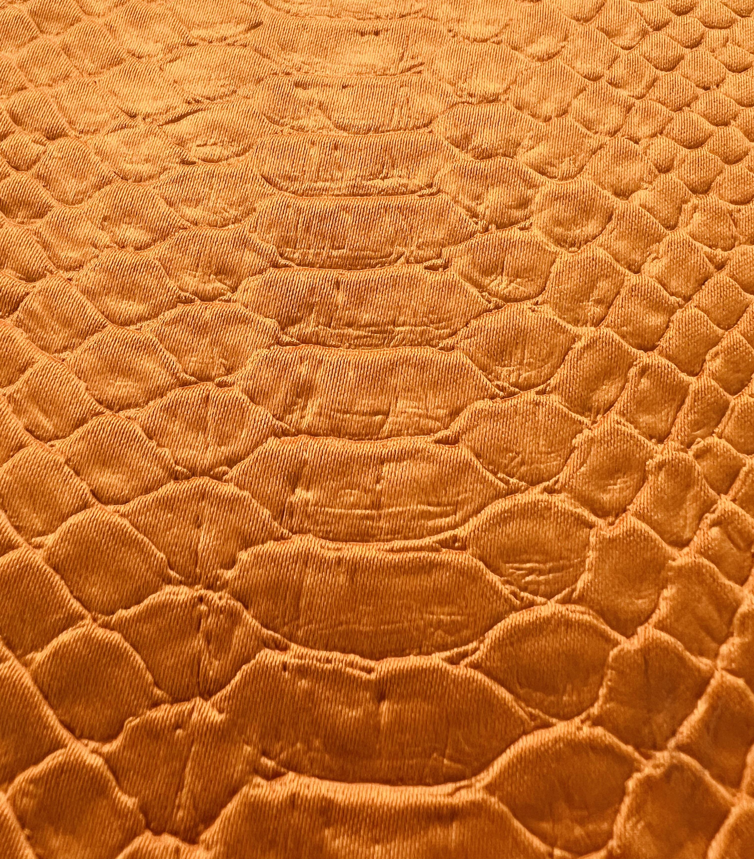 Silk & Nylon Embossed of Reptile in Orange