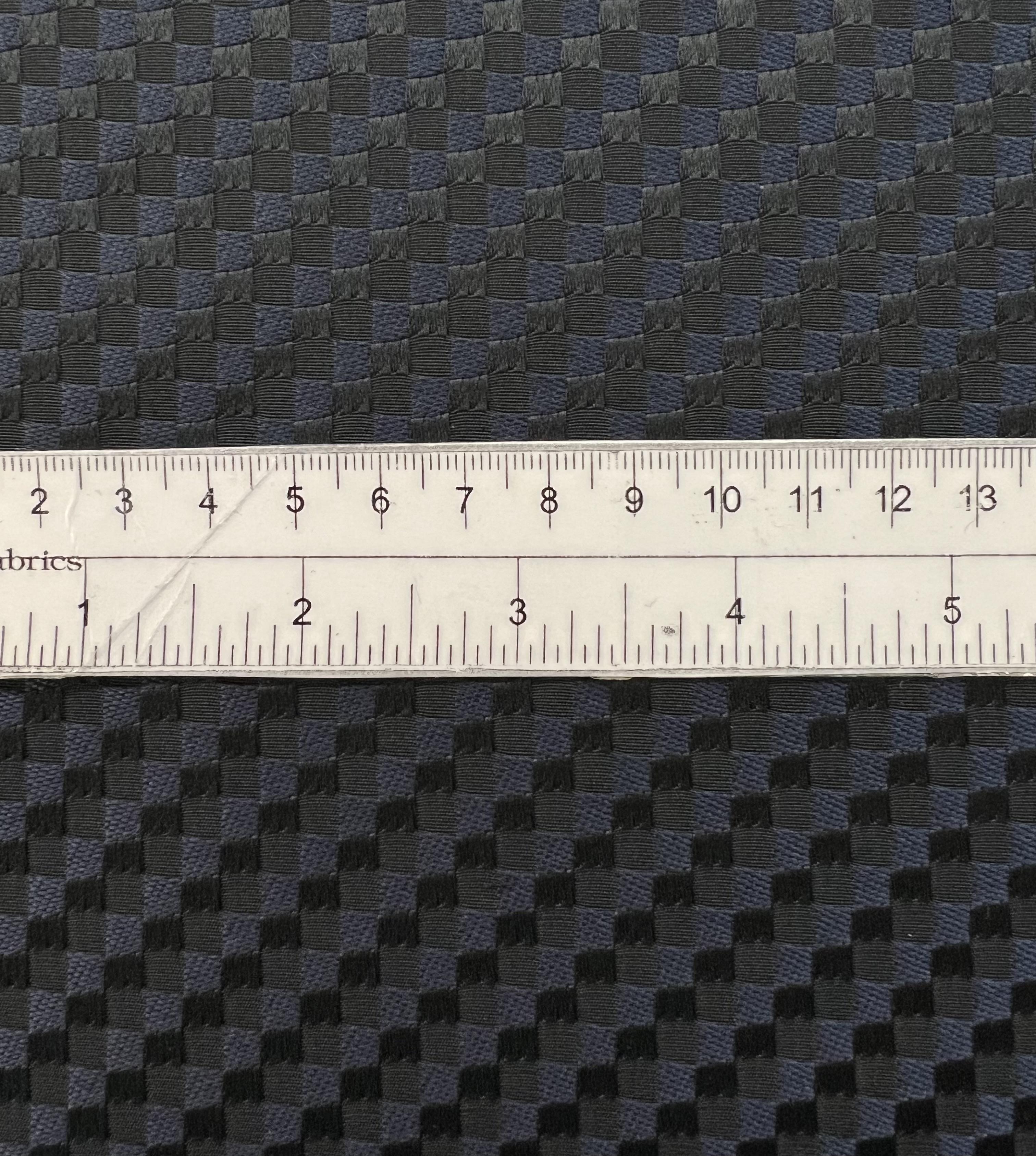 Tone on Tone Geometric Basketweave Brocade in Black & Navy