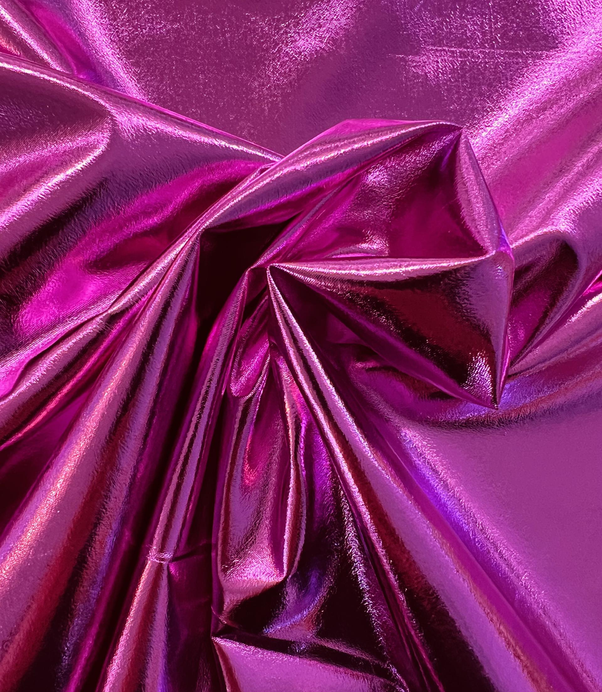 Metallic Coated Polyester Chiffon in Fuchsia