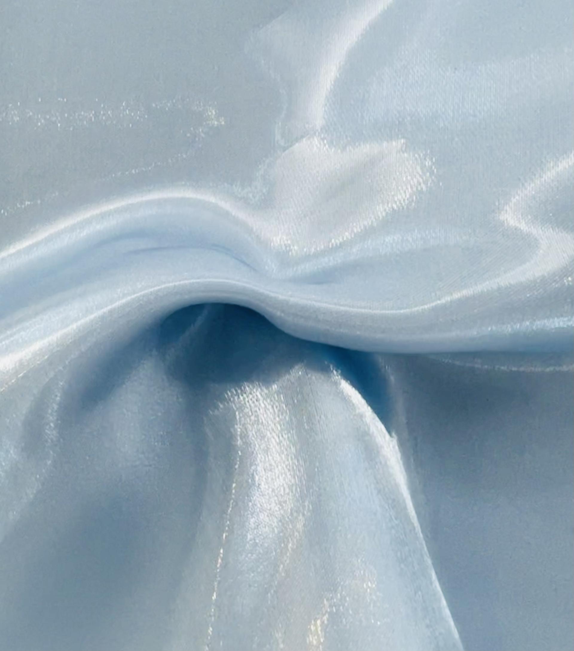 Polyester Liquid Satin Organza in Blue Frost