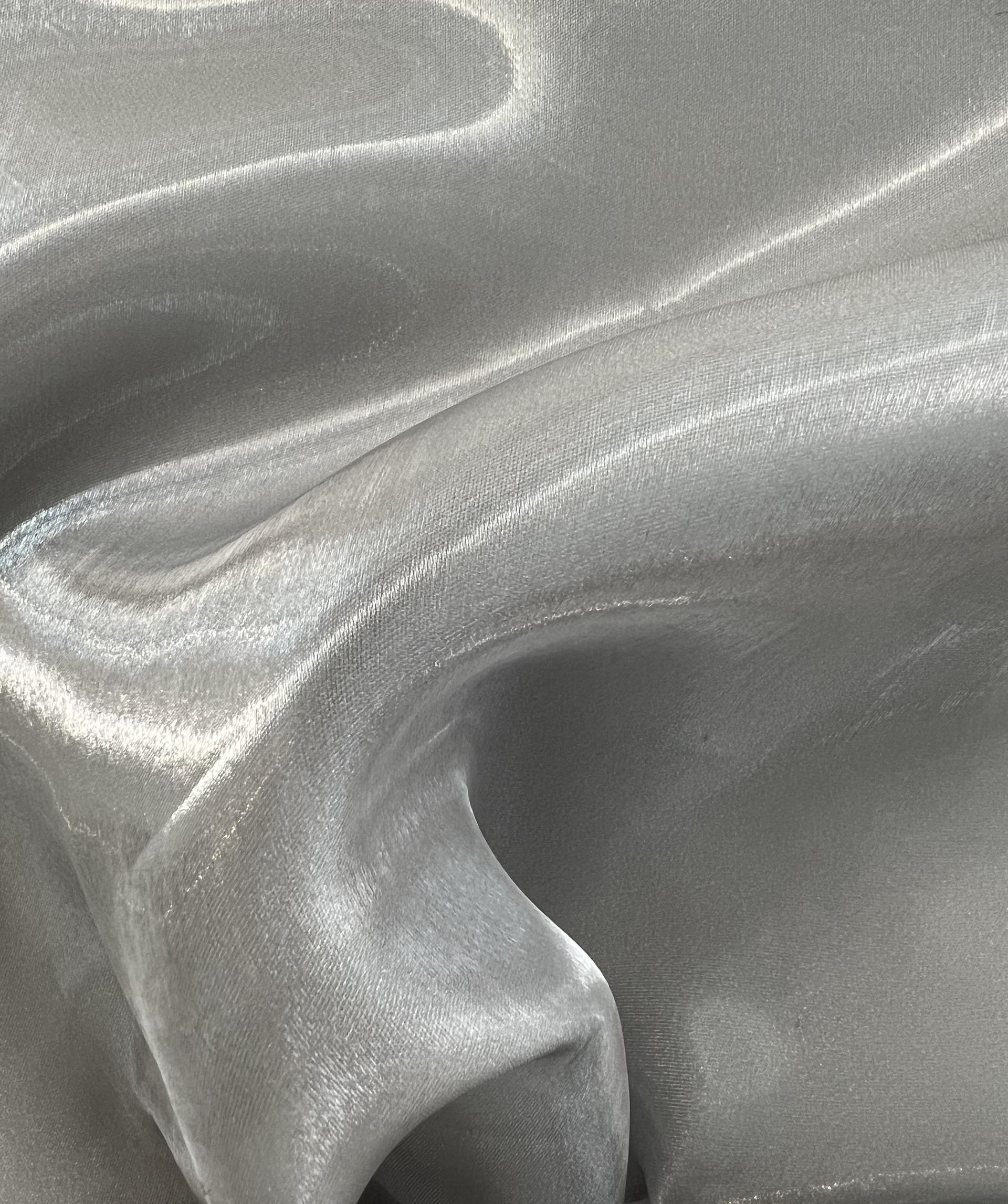 Polyester Liquid Satin Organza in Silver