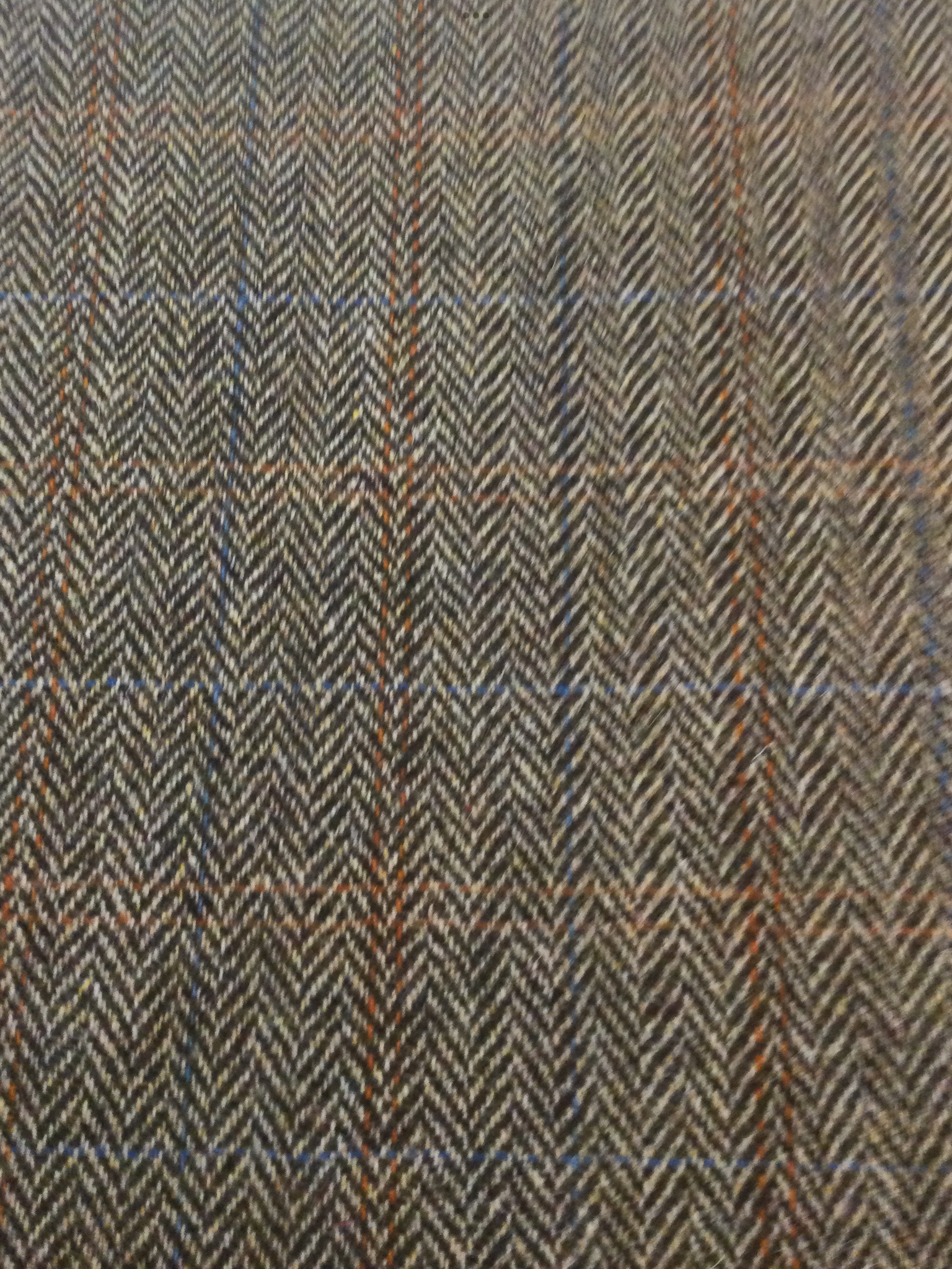 Scottish Wool Herringbone Harris Tweed in Brown