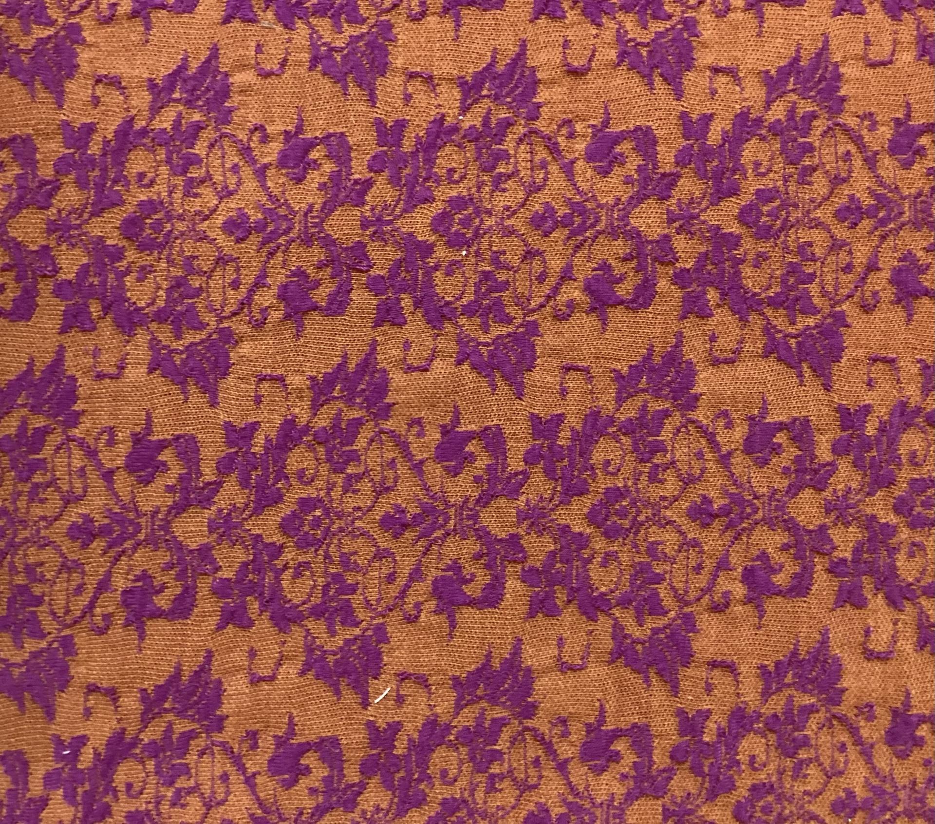 Austrian Polyester Wool Blend Floral Knit in Copper & Magenta