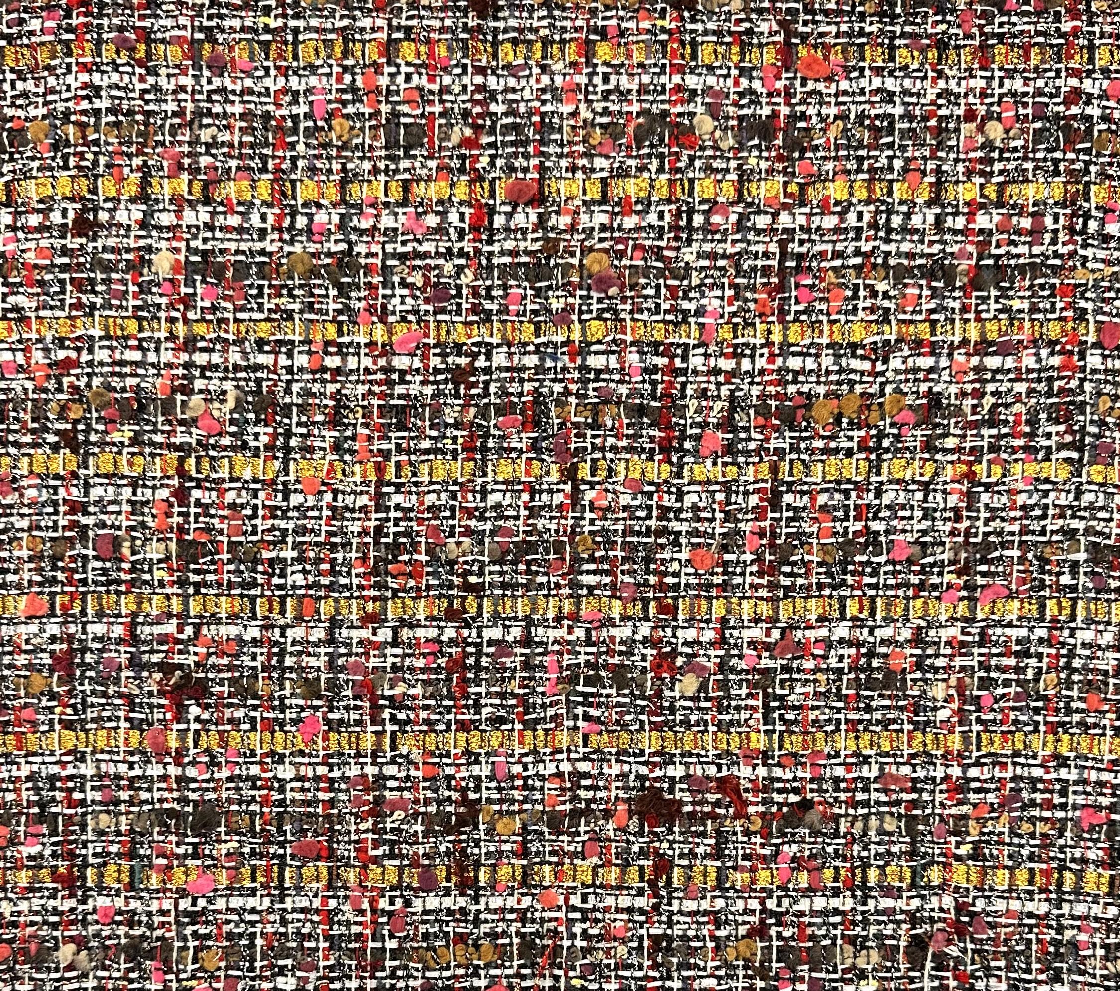 Italian Cotton Blend Tweed in Red Gold Multi Metallic