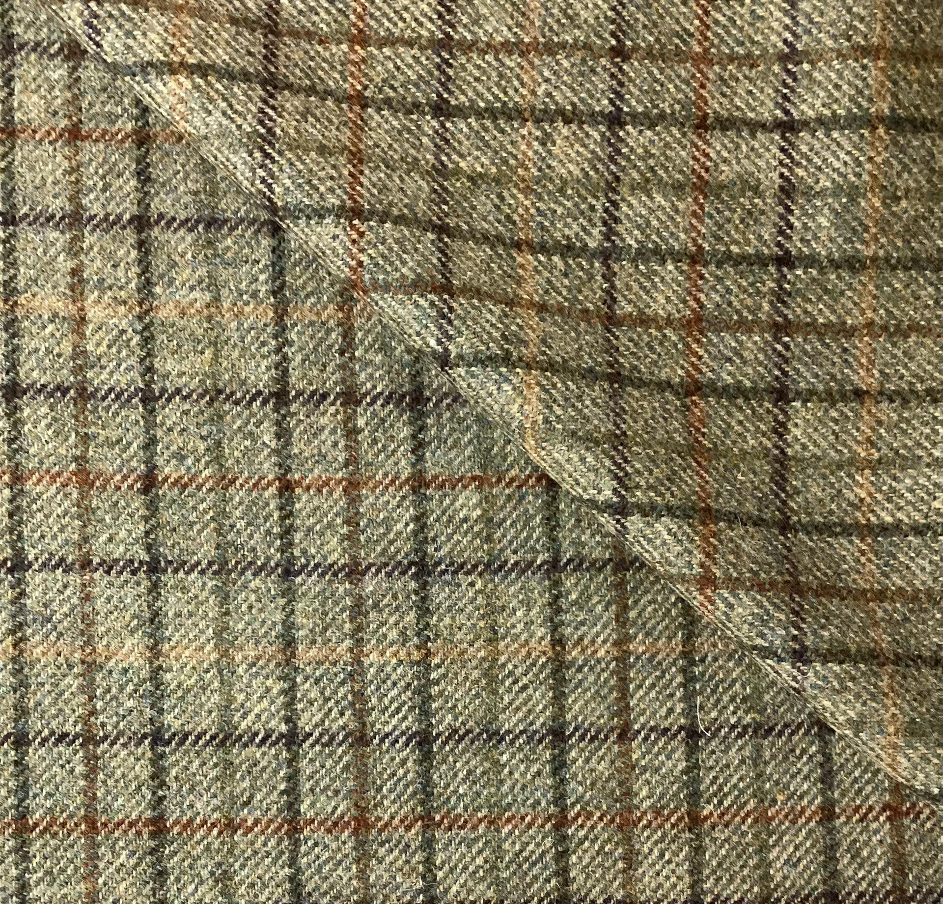 Italian Wool Tweed Plaid in Artichoke