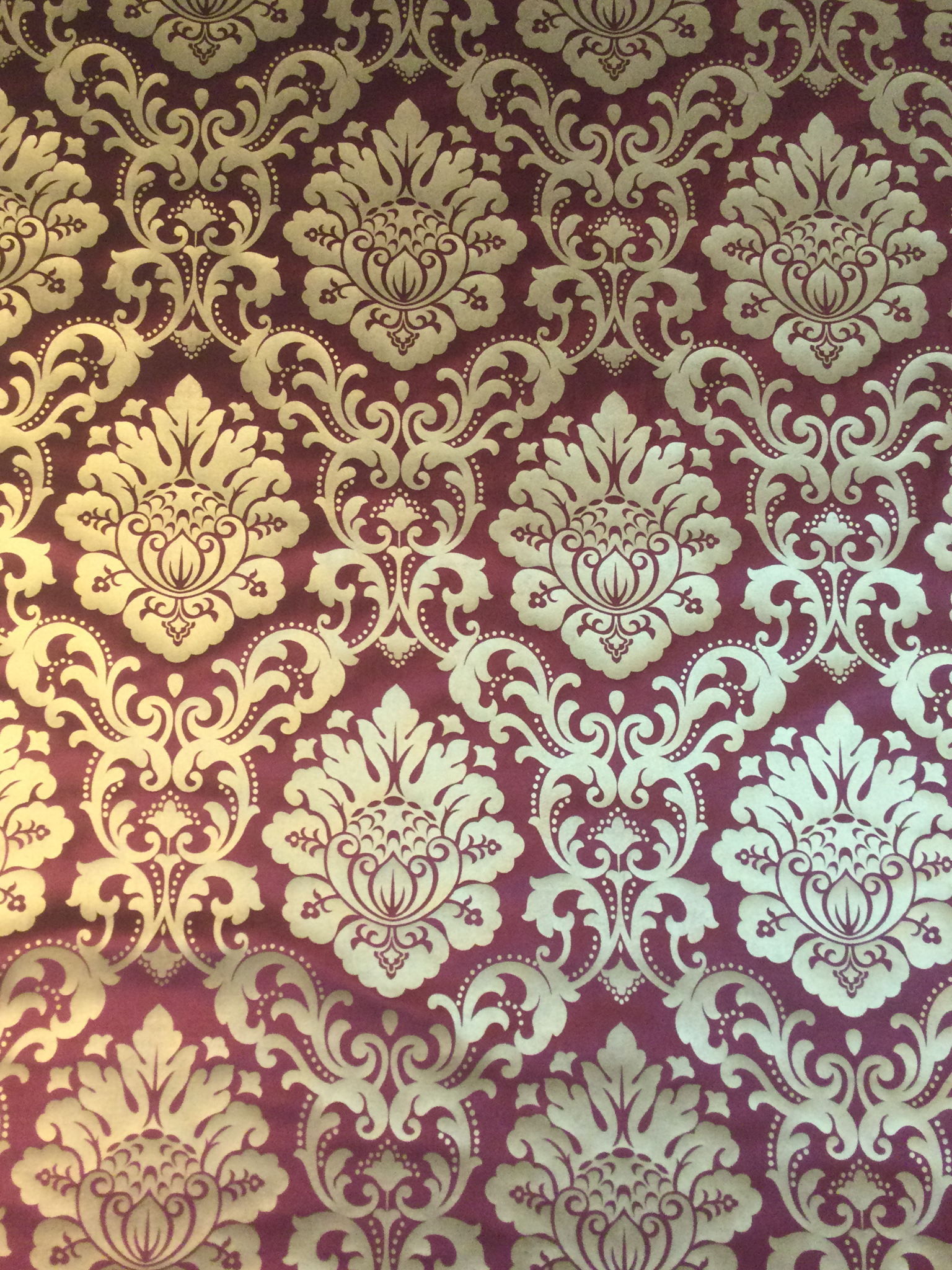 Press Printed Cotton Velvet in Burgundy w/ Gold