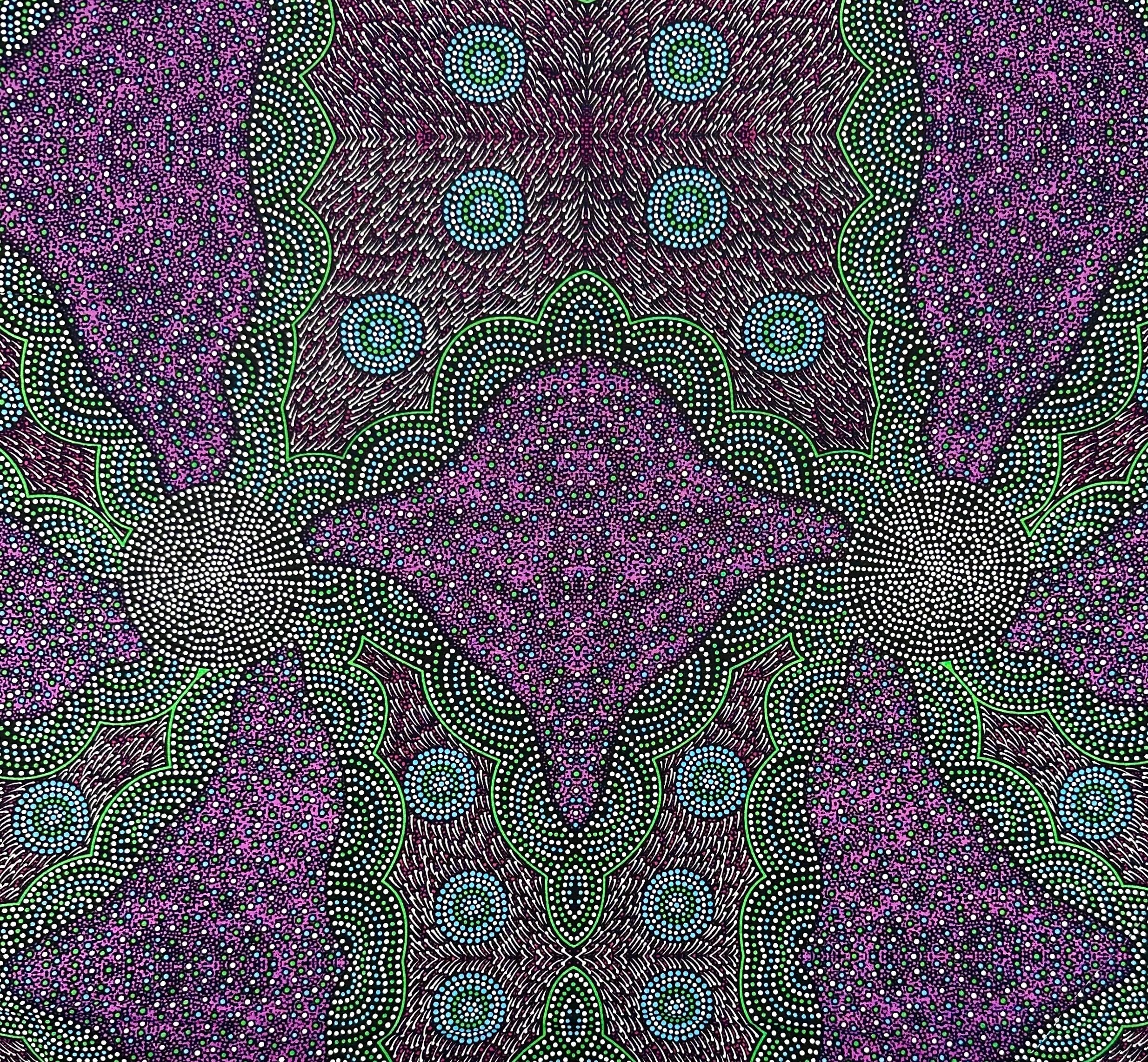Australian Cotton Print With Aboriginal Motif in Purple