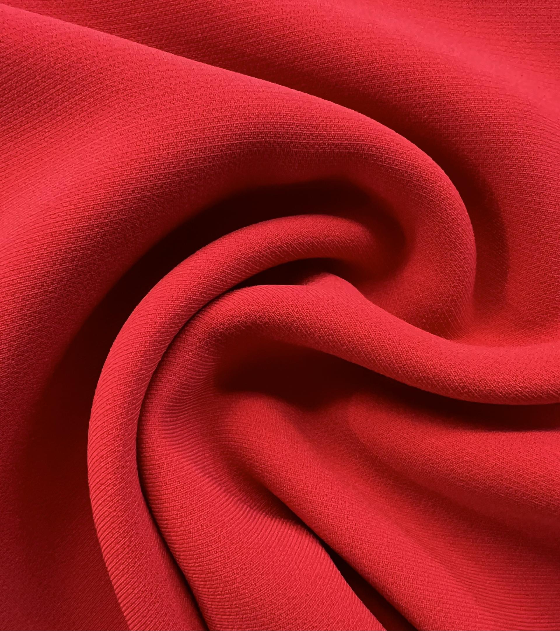 Japanese Triacetate & Polyester Blend Sponge Crepe in Red