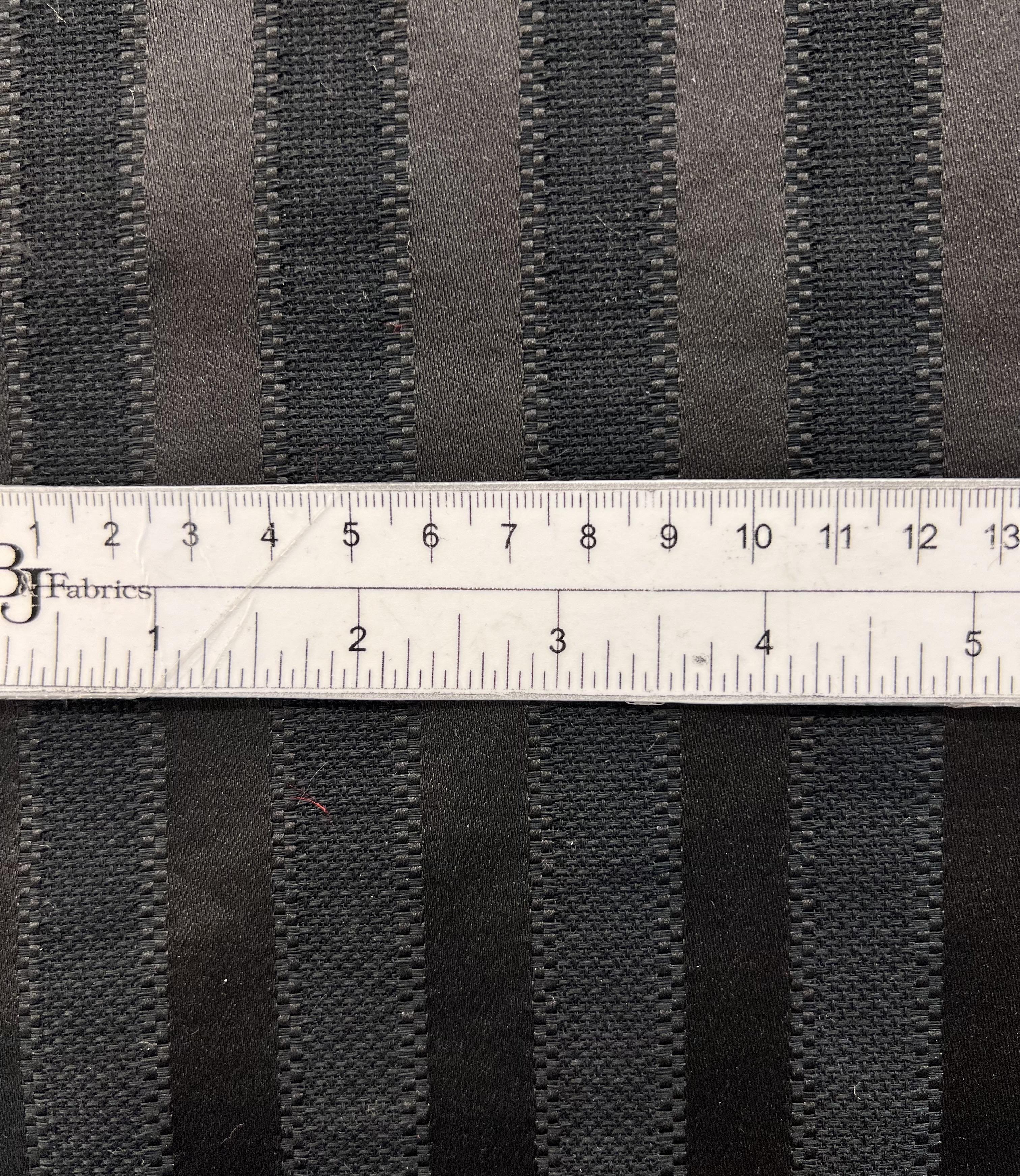 Made in Italy Linen Mesh with Polyester Satin Stripe in Black