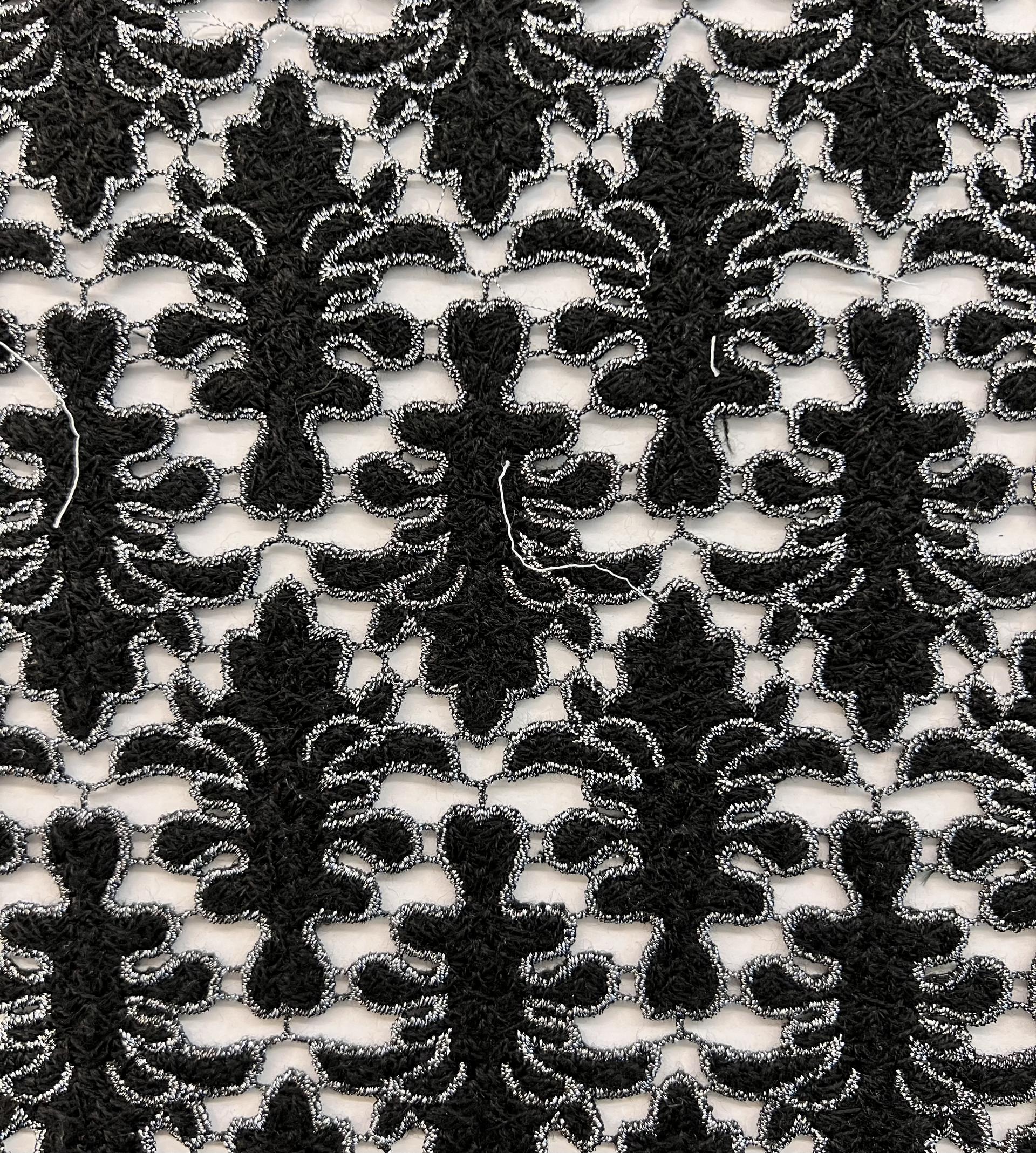 Wool Guipure Lace with Silver Lurex