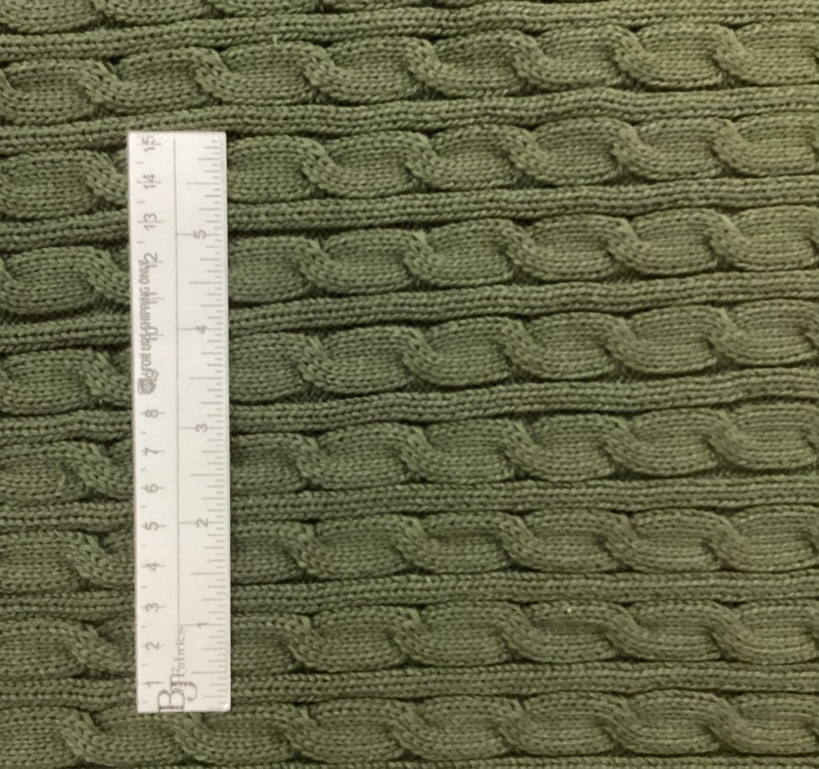 100% Cotton Cable Knit In Pine Green