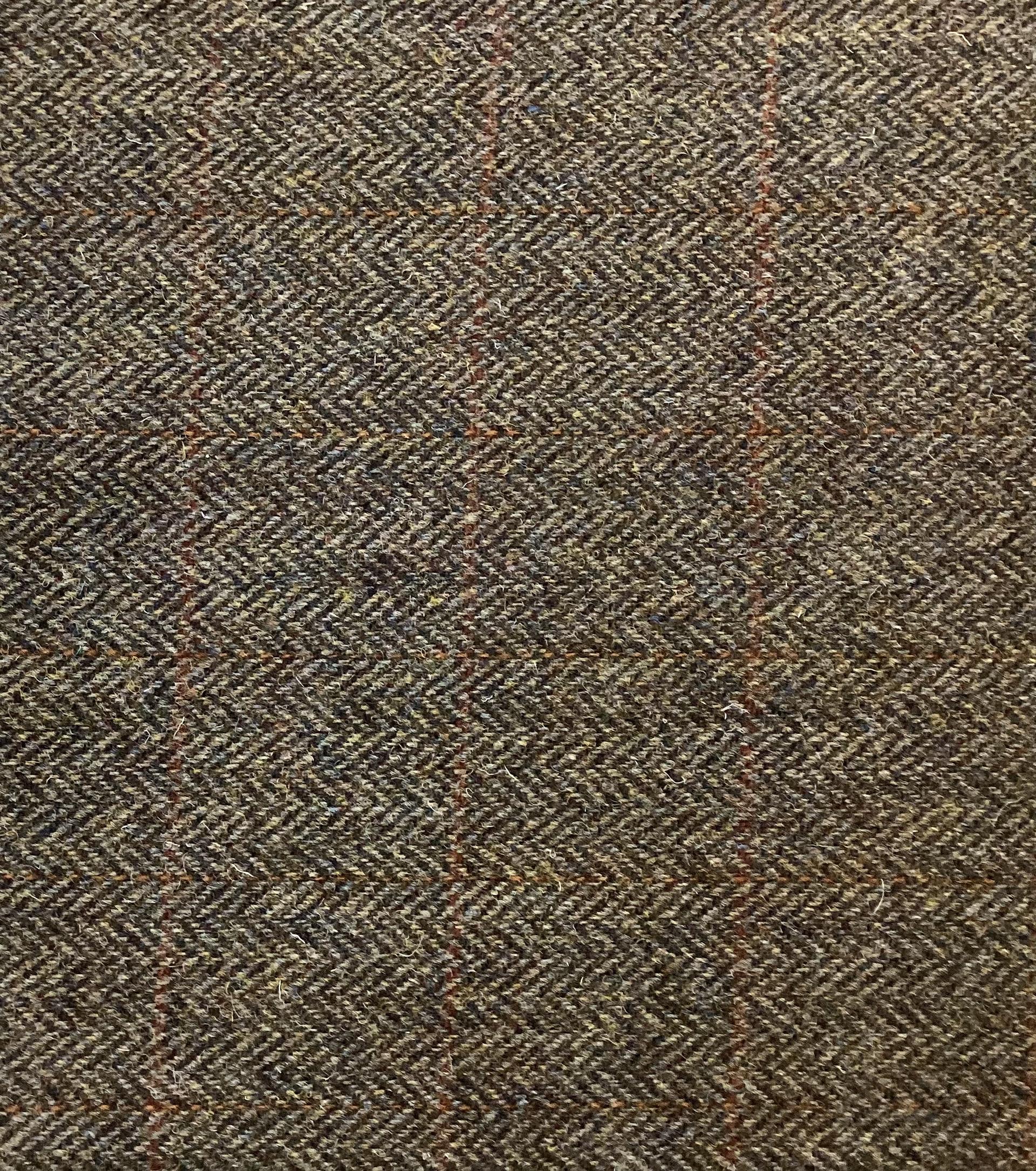Scottish Wool Herringbone Harris Tweed in Olive
