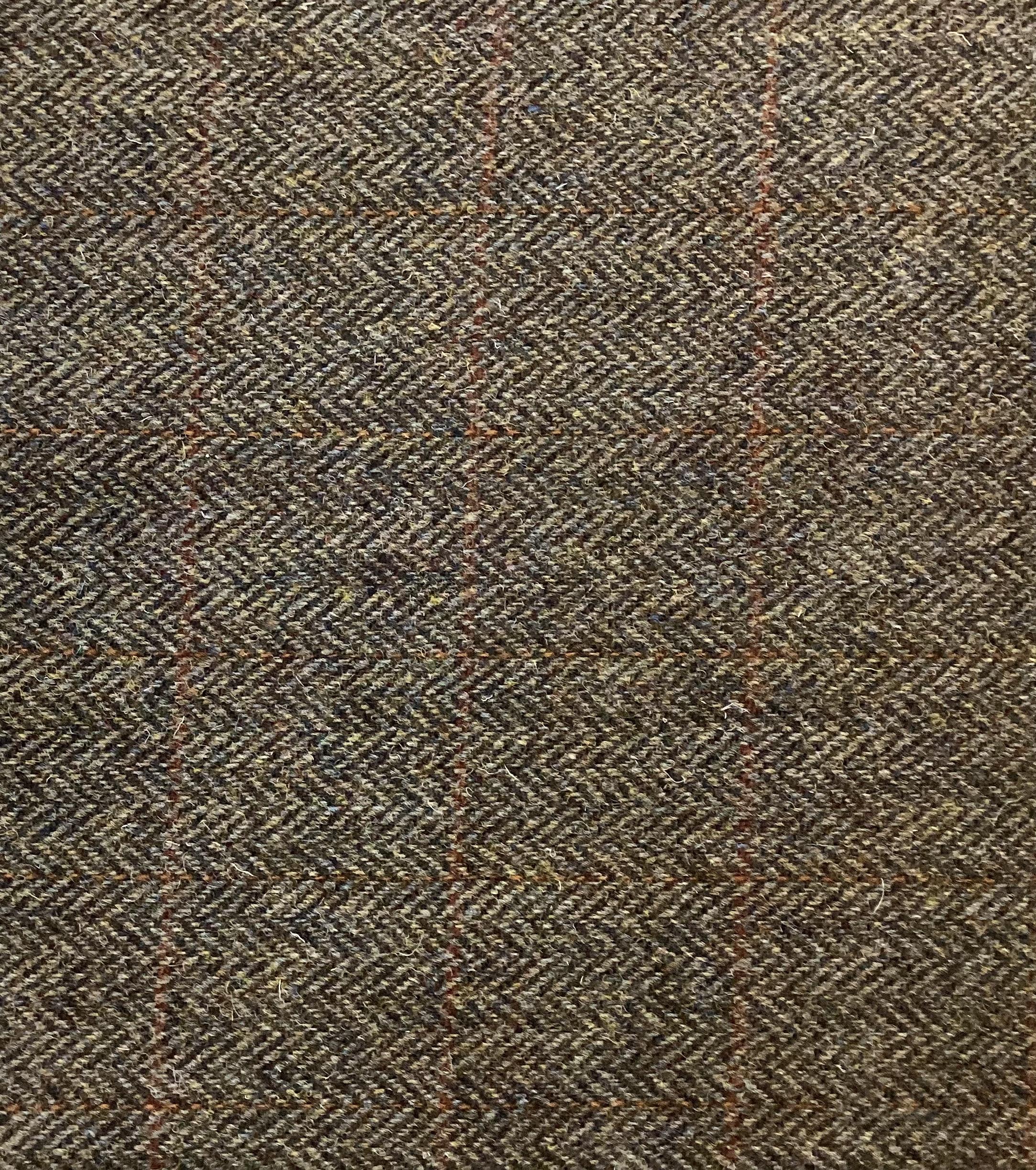 Scottish Wool Herringbone Harris Tweed in Olive