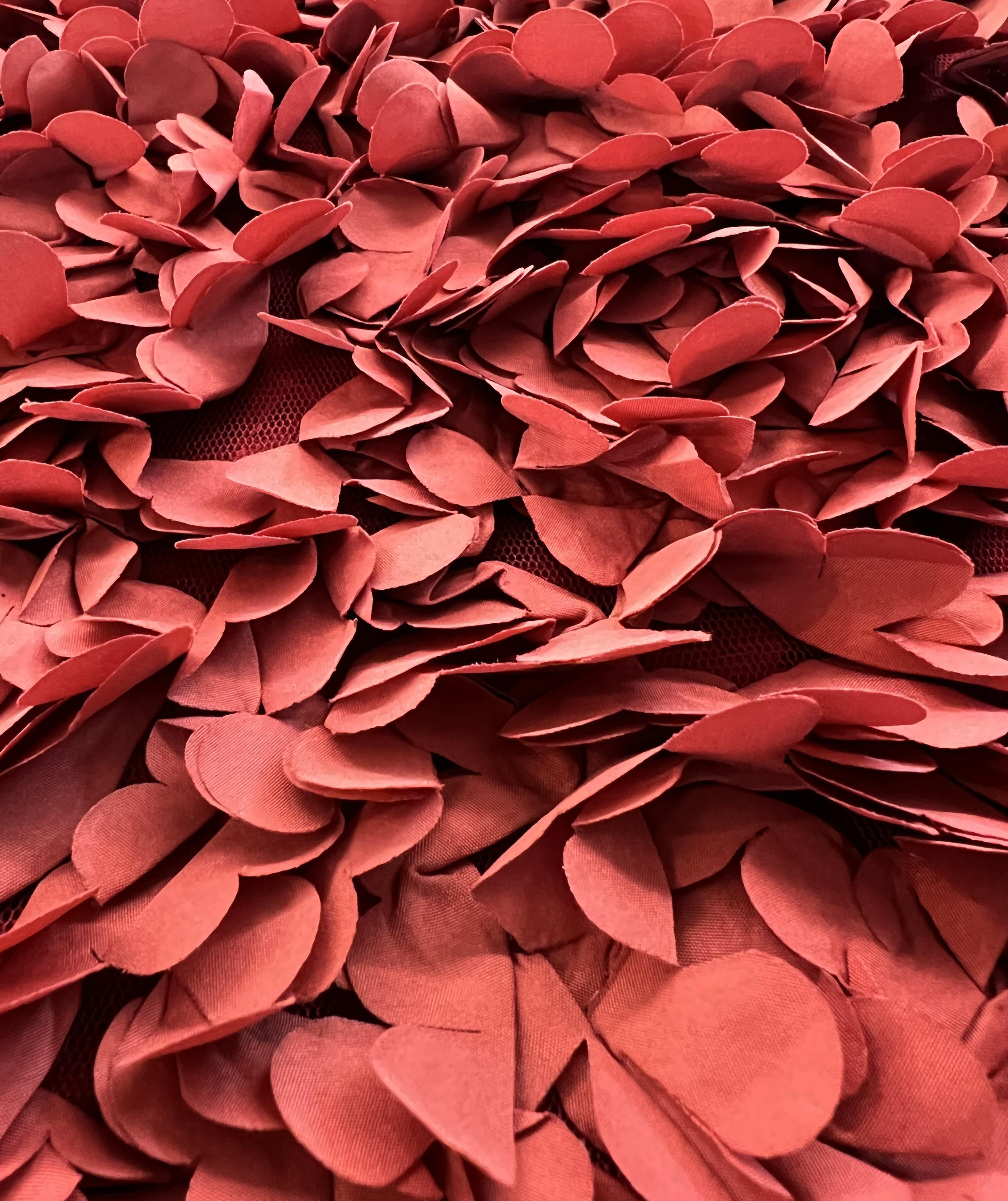 Laser Cut Petals on Polyester Bobbinet in Grapefruit