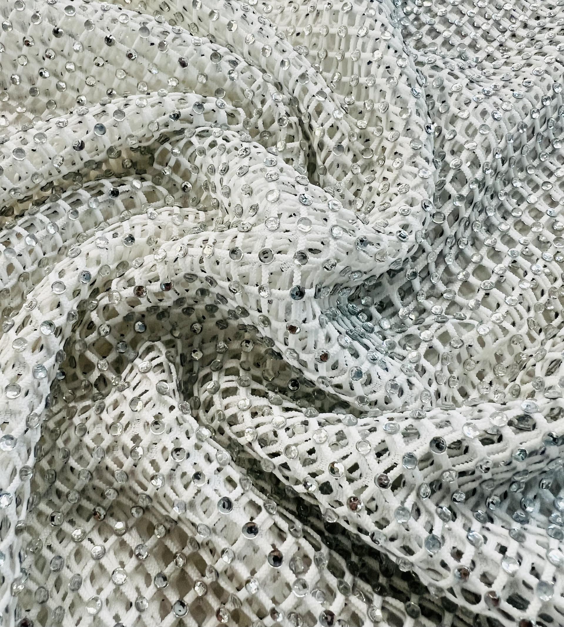 Crystals on Fishnet in White
