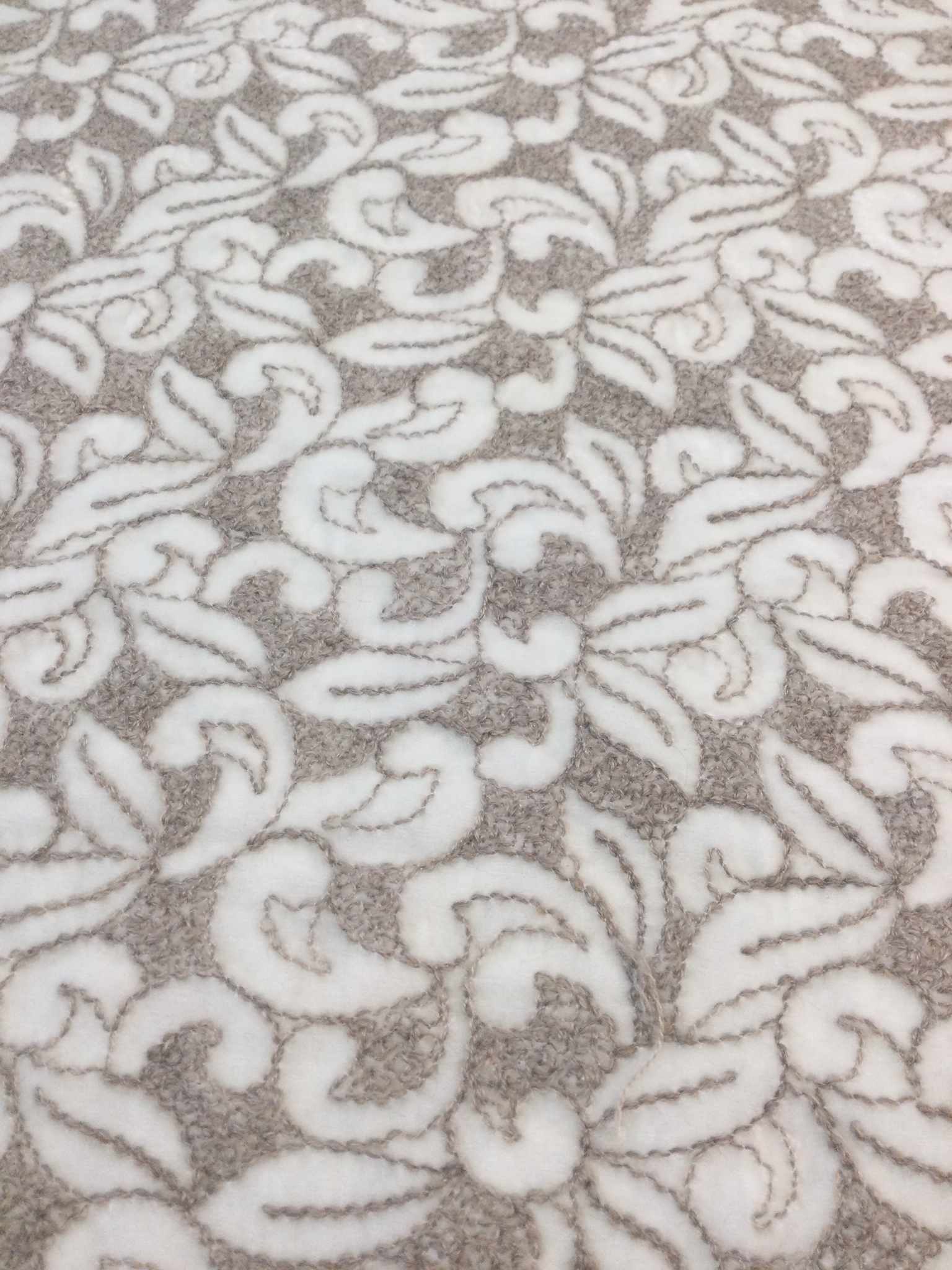 Embroidered Silk and Rayon Velvet with Leaves