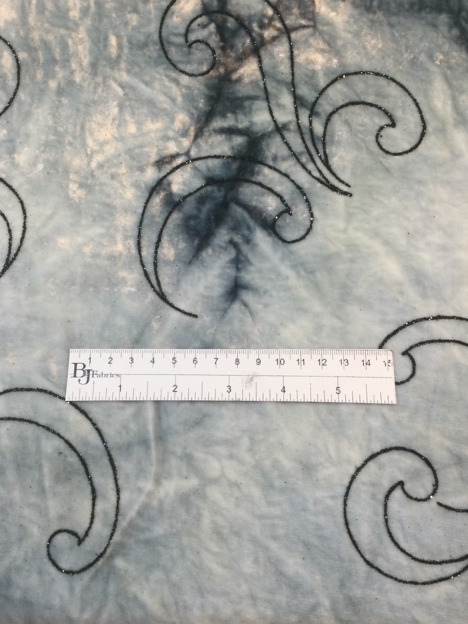 Tie Dye Silk-Rayon Velvet w/ Flocked Glitter in Silver