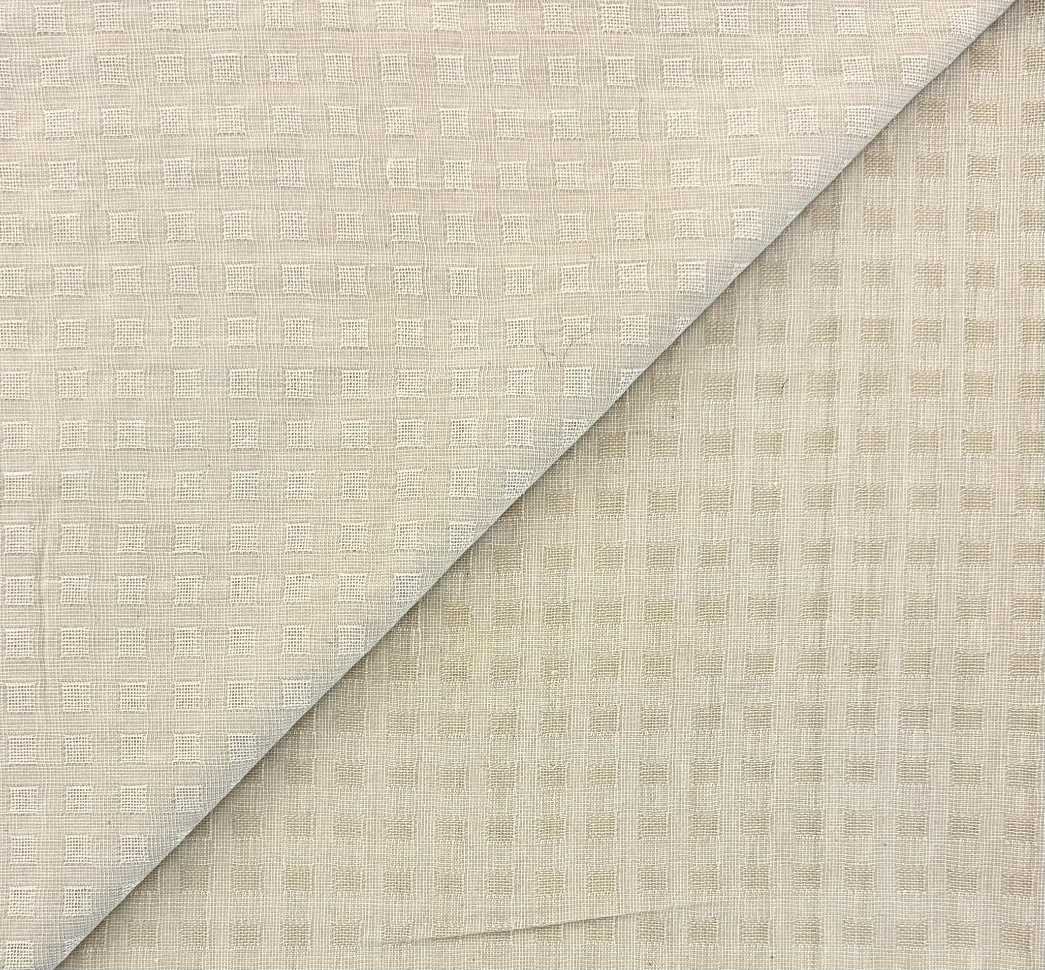 Woven Cotton Novelty Check in Cream