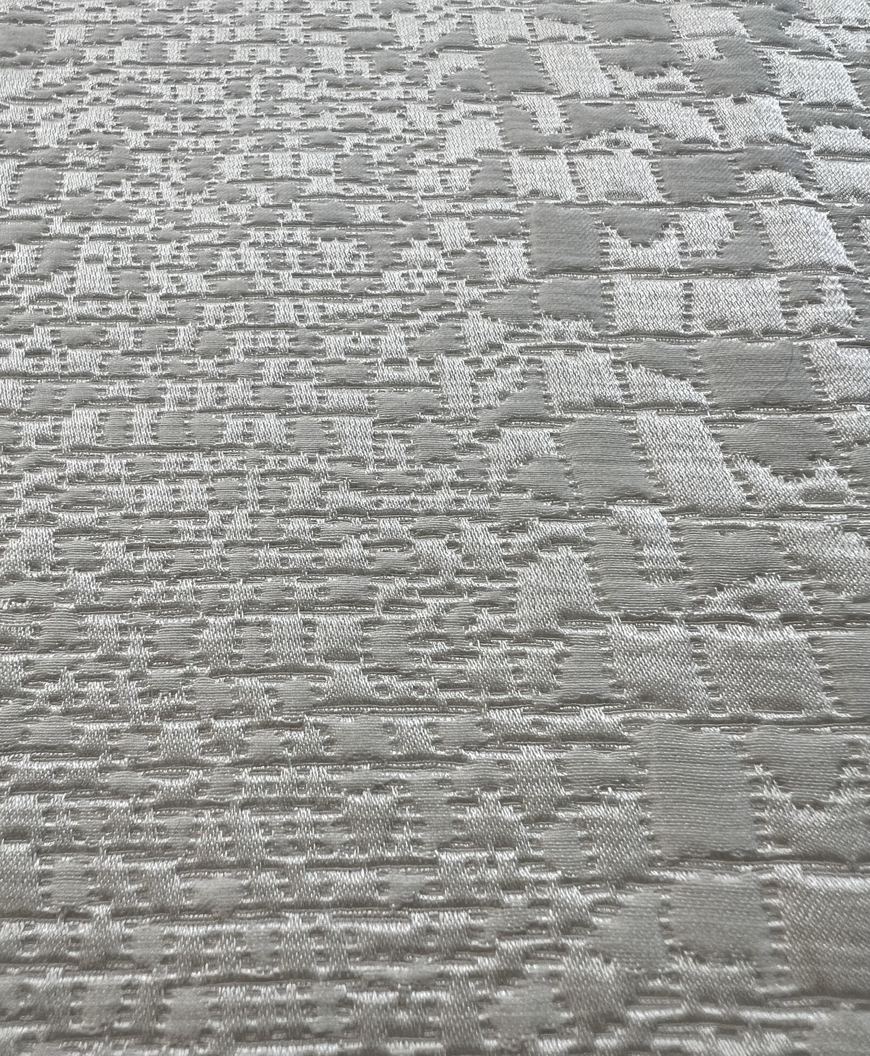 Silk & Rayon Geometric Reptile Brocade in Silk White