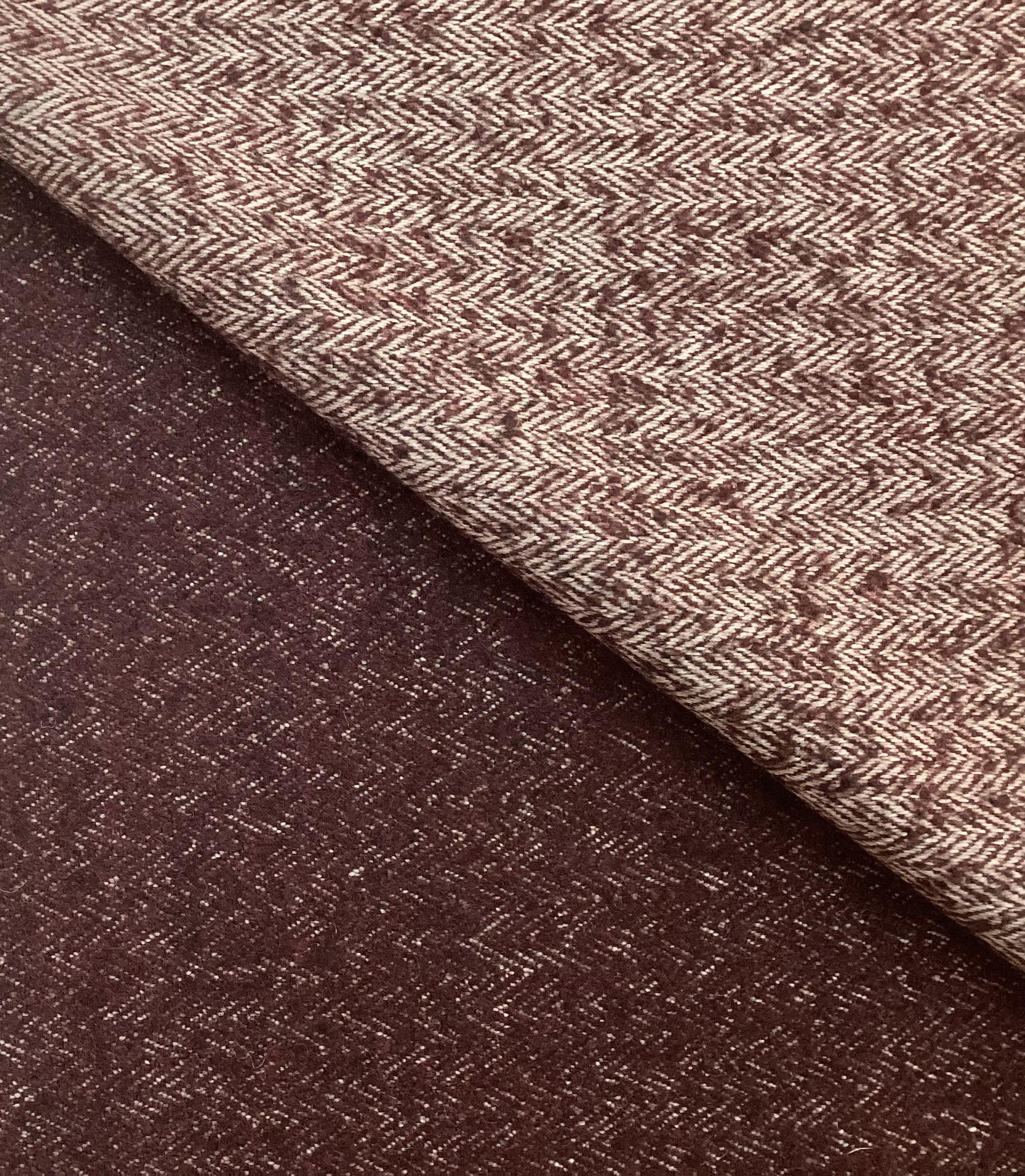 Austrian Wool Angora & Nylon Herringbone In Malbec Silver Grey