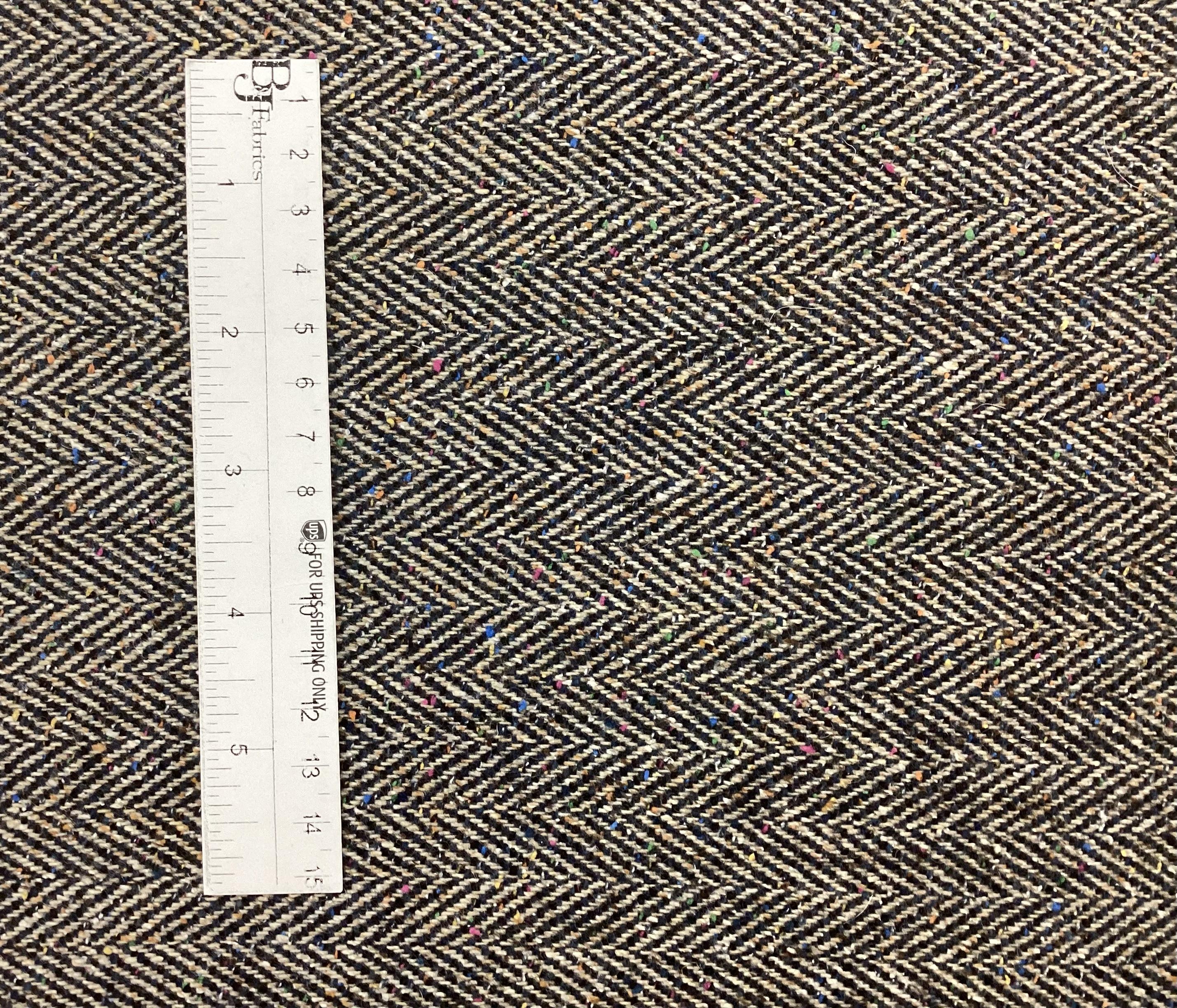 Made in Italy 100% Wool Herringbone Tweed In Navy, Tan & Multi Colours Drop