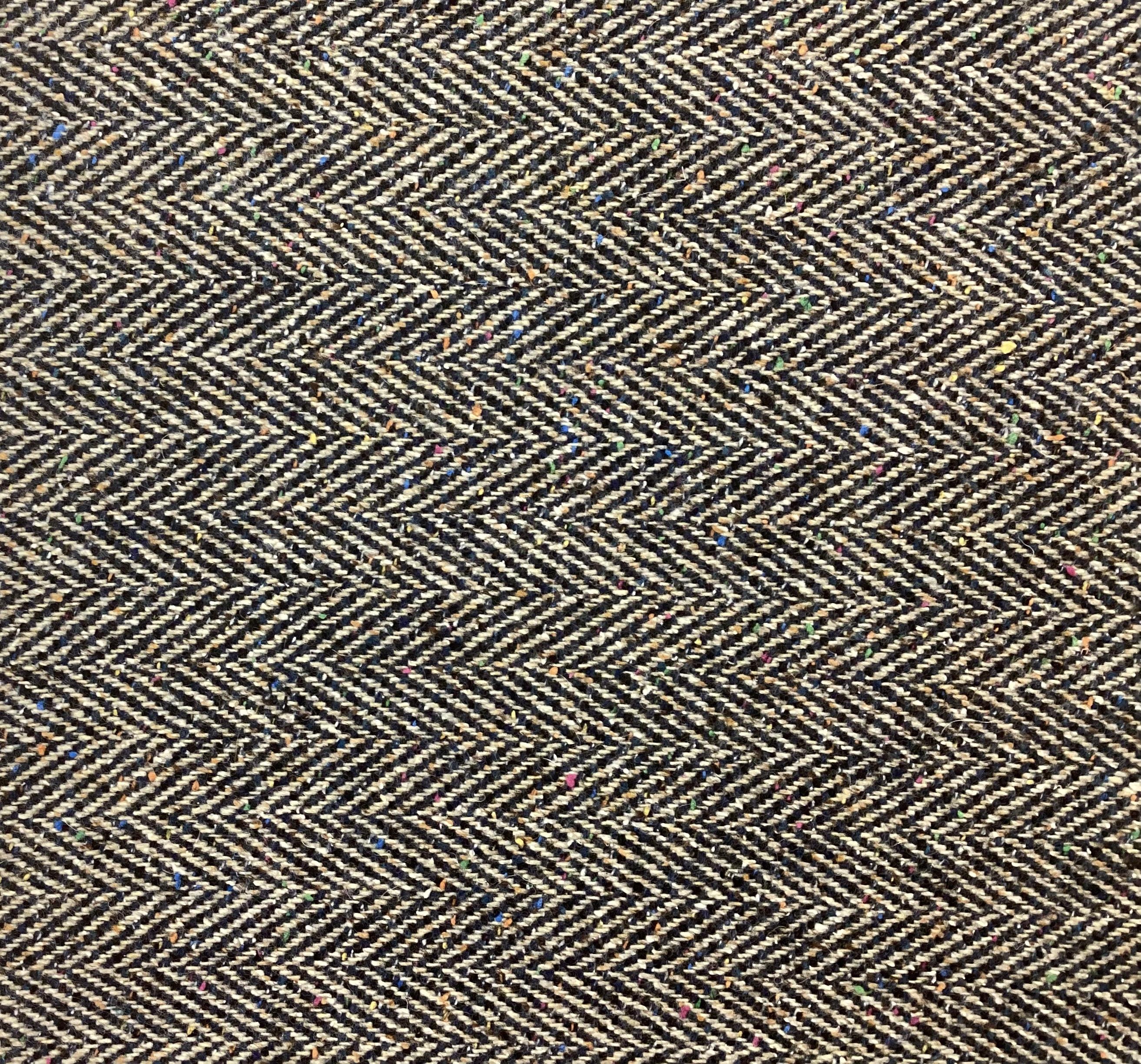Made in Italy 100% Wool Herringbone Tweed In Navy, Tan & Multi Colours Drop