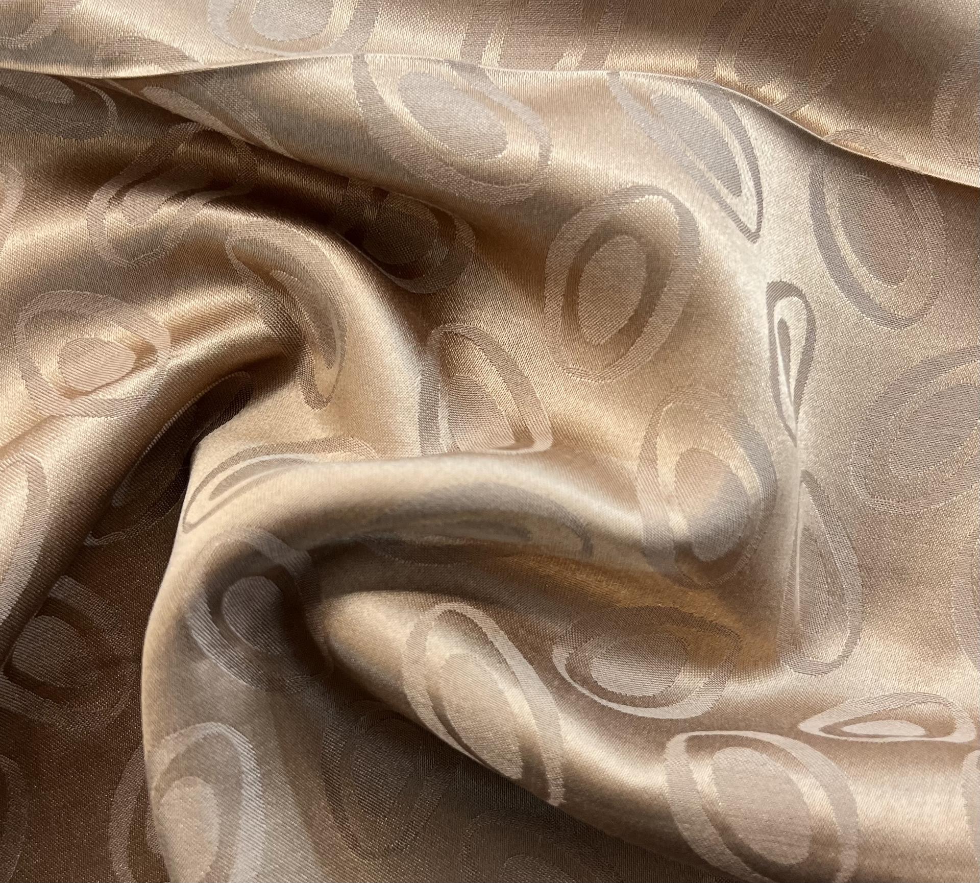 Made in Italy Pure Silk Floating Oval Jacquard in Latte