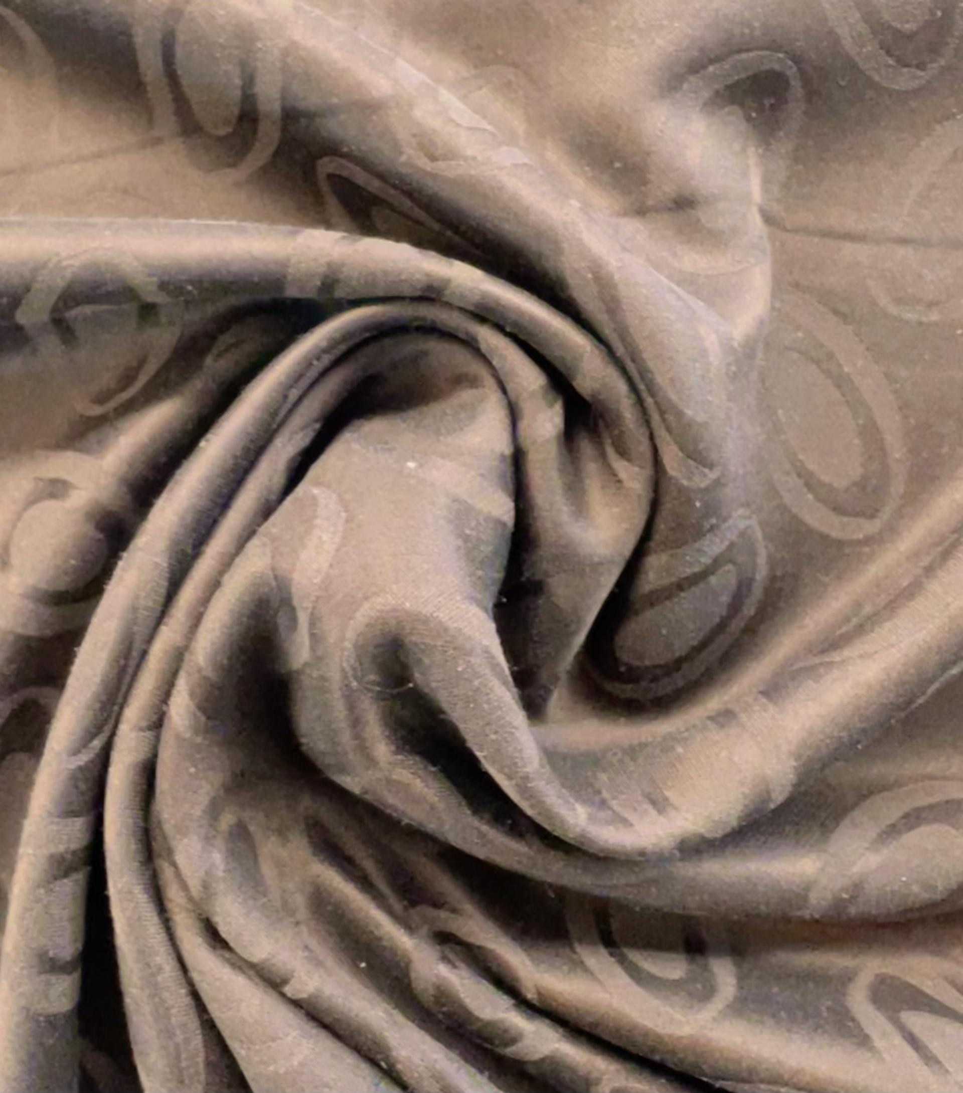 Made in Italy Pure Silk Floating Oval Jacquard in Brown