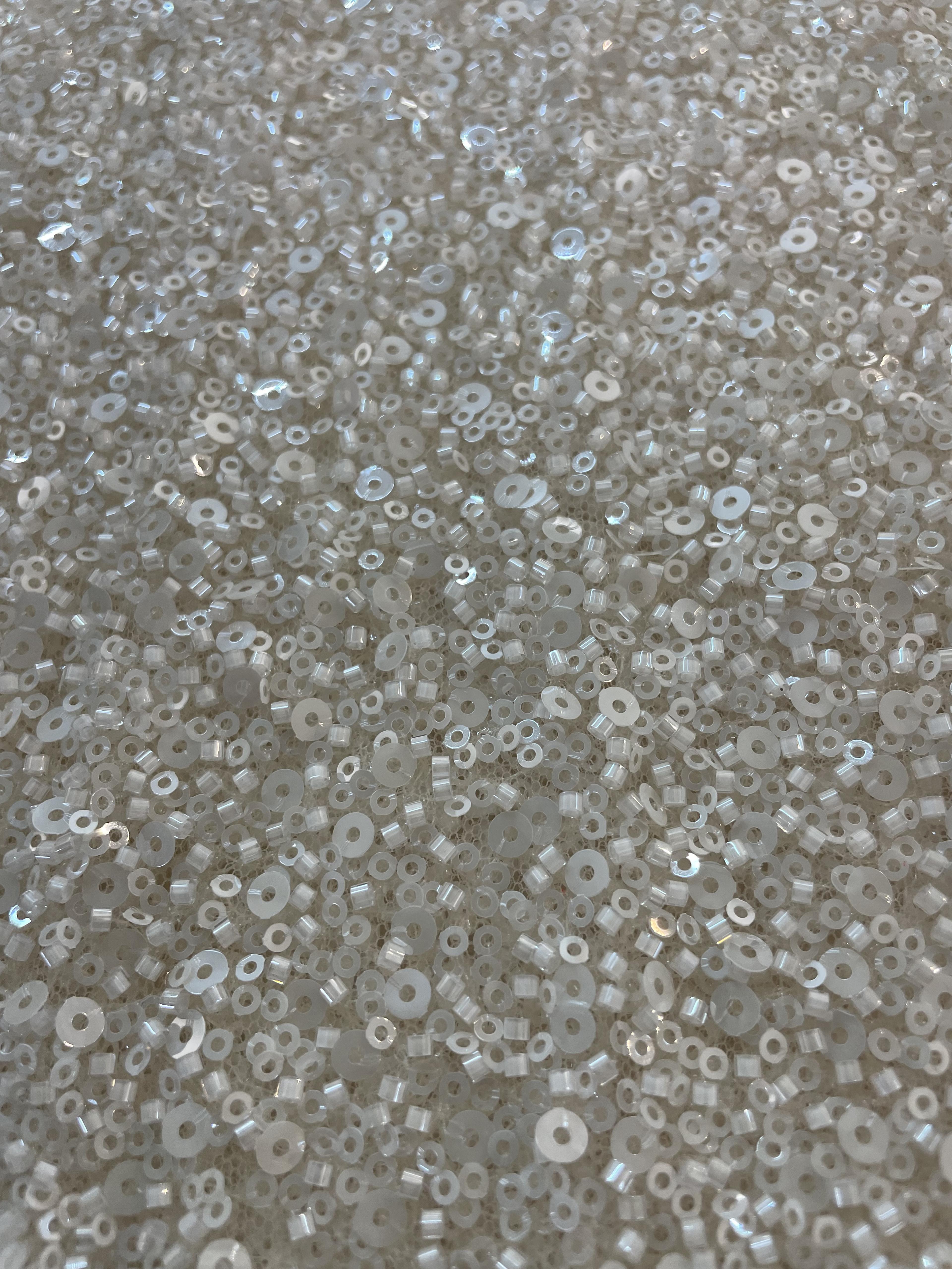 Beaded/Sequined Tulle in Nude /Ivory