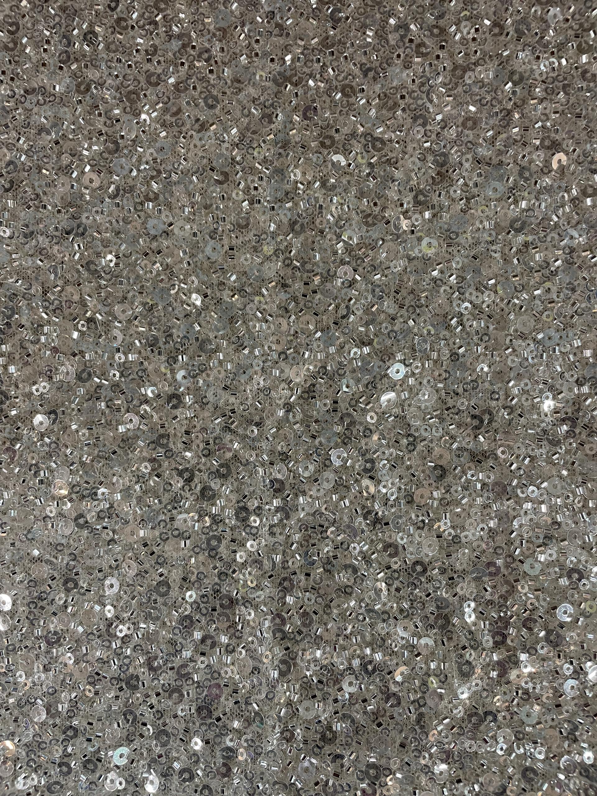 Beaded/Sequined Tulle in Nude /Silver